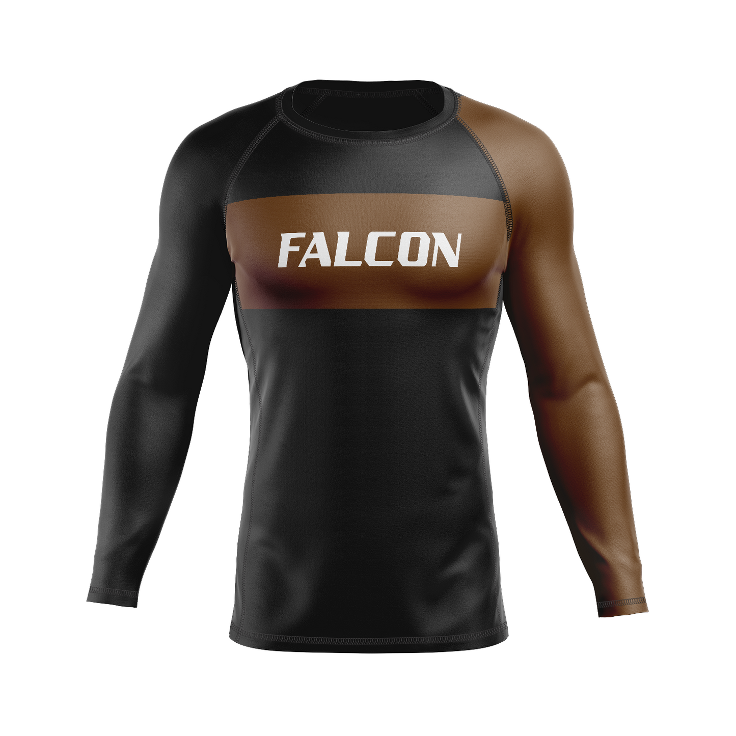Falcon BJJ men's rash guard Standard Issue, black and brown
