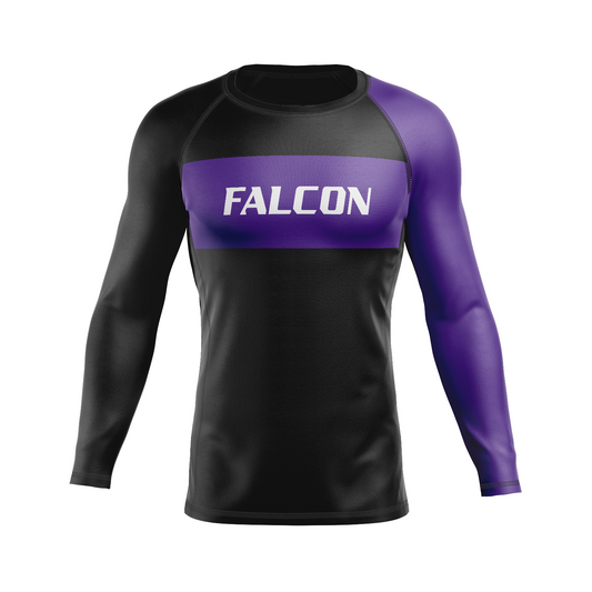 Falcon BJJ men's rash guard Standard Issue, black and purple
