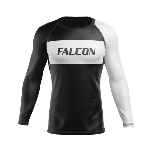 Falcon BJJ men's rash guard Standard Issue, black and white