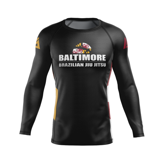 Baltimore BJJ men's rash guard Flag, black