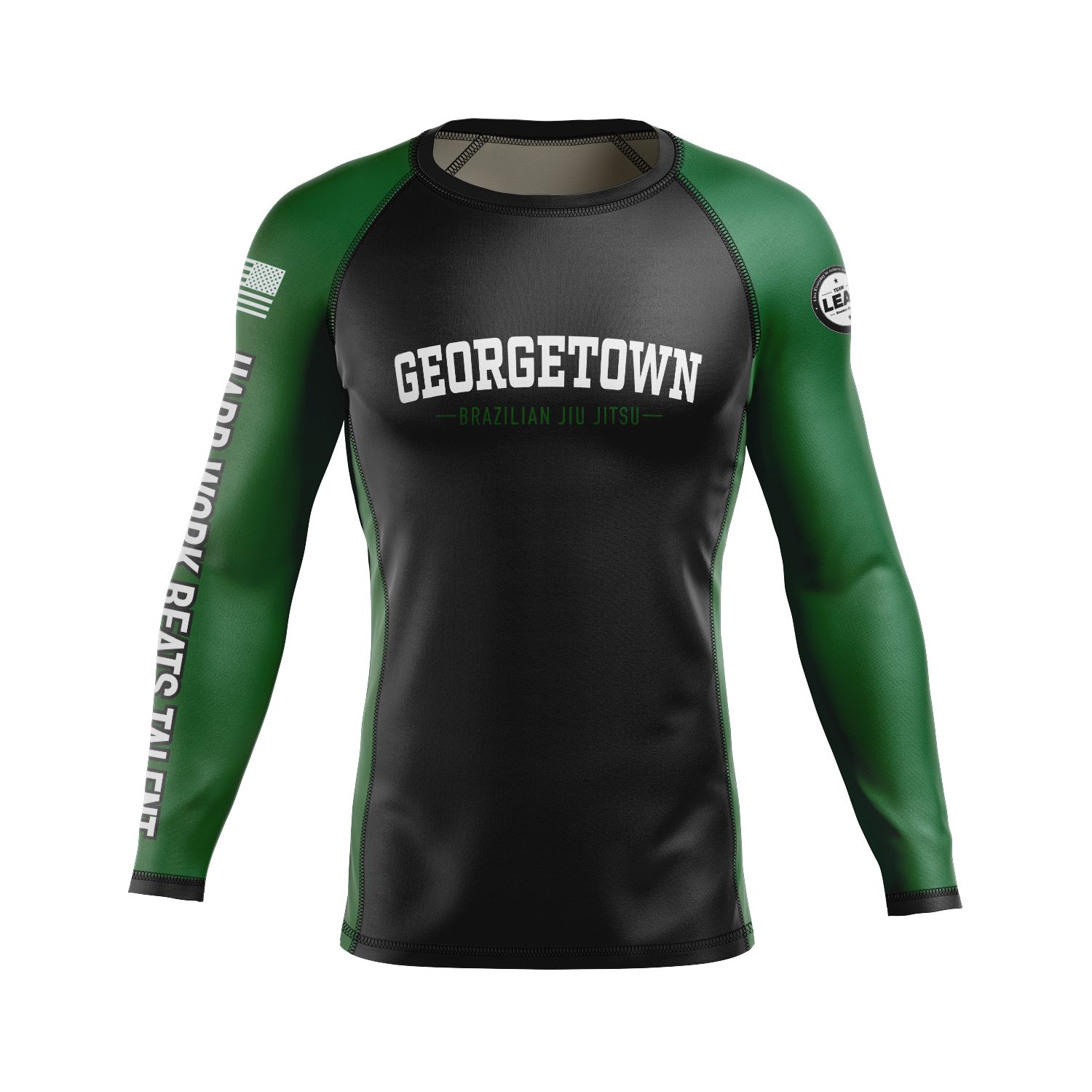 GTX BJJ men's rash guard Standard Issue Ranked, black/green