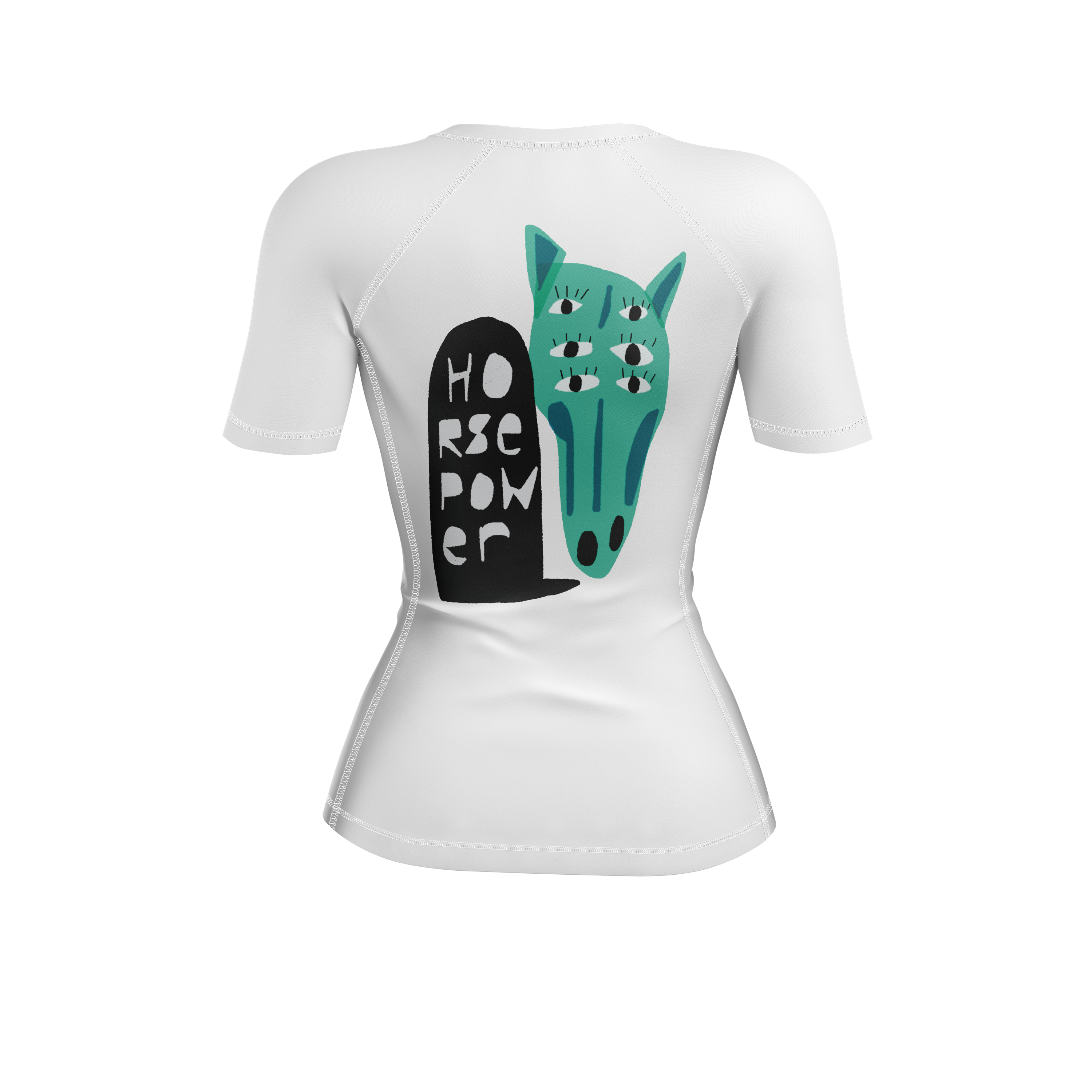 DxW: Horsepower women's rash guard, white