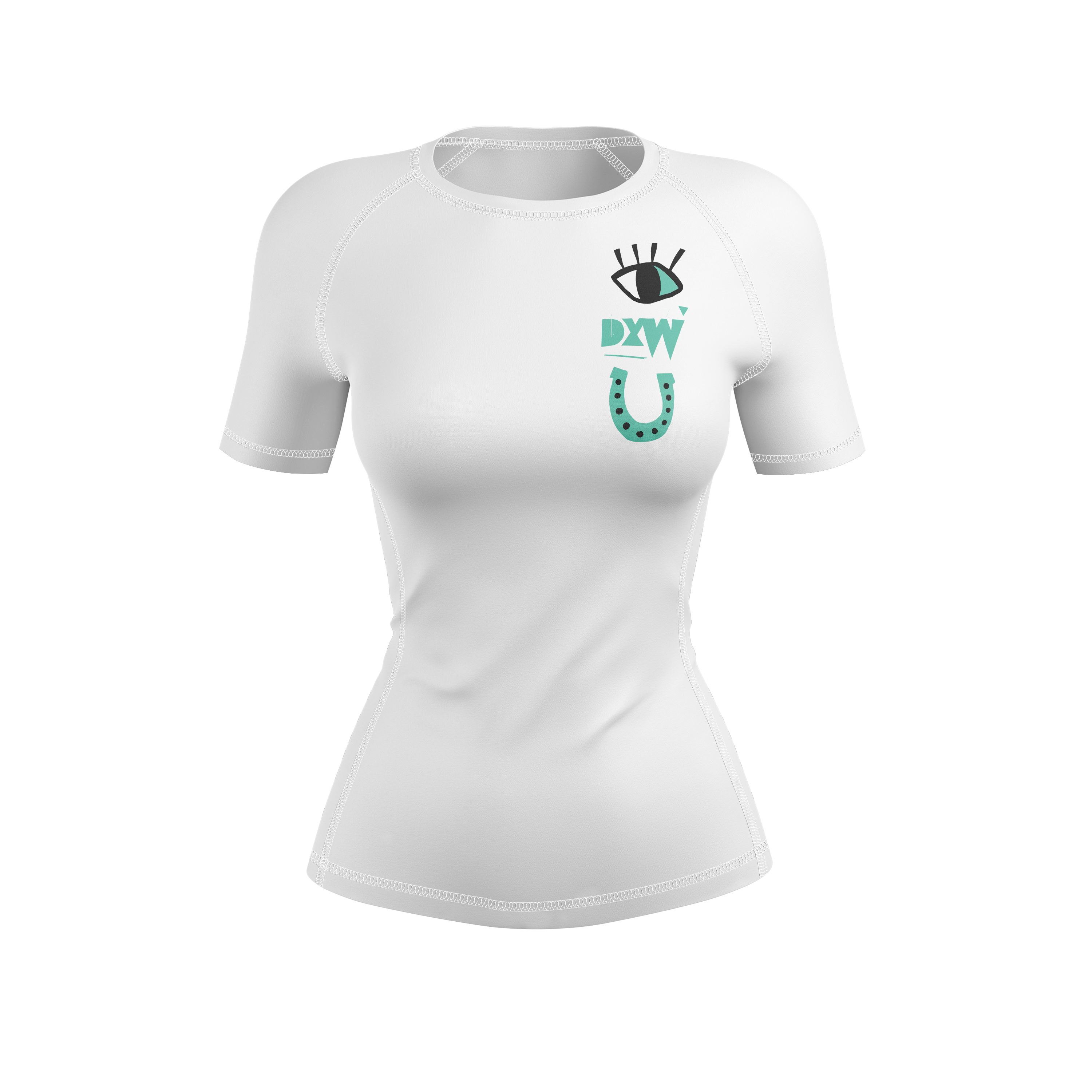 DxW: Horsepower women's rash guard, white