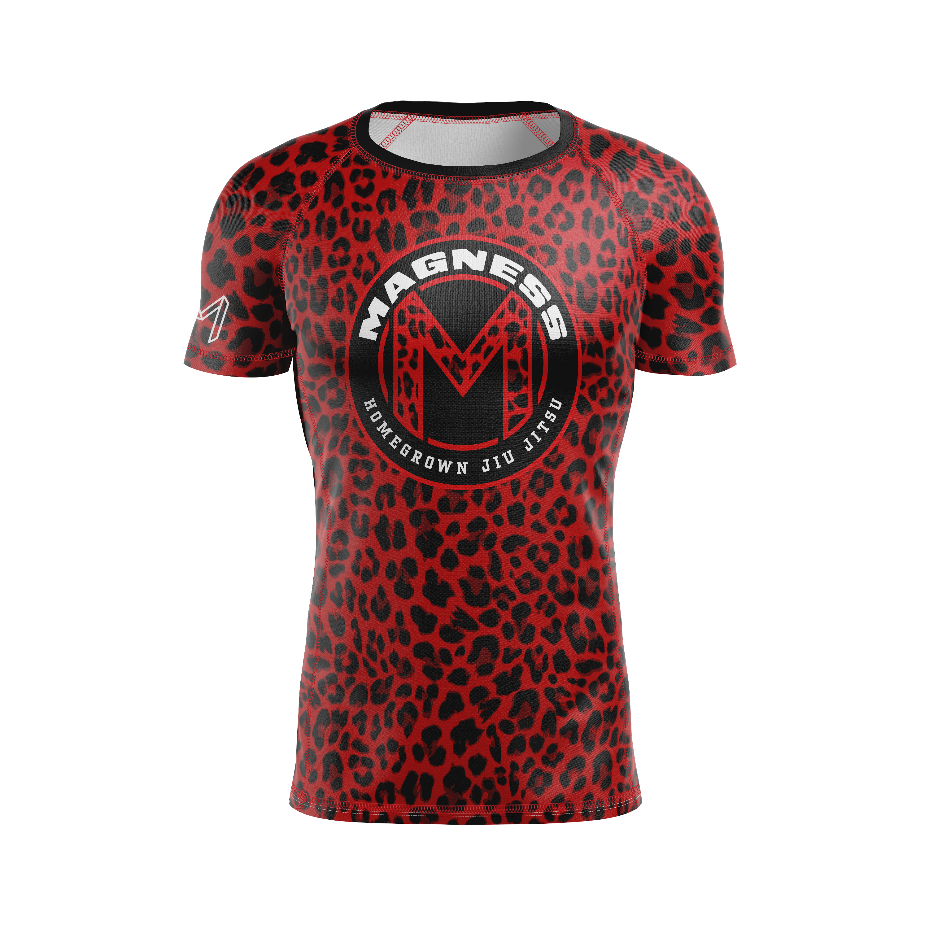 Magness BJJ men's rash guard Home Grown, leopard red