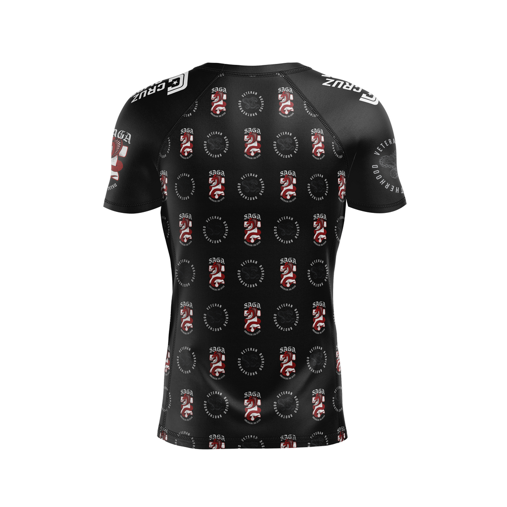 Veteran Bushido Brotherhood men's rash guard Enough Talk, black