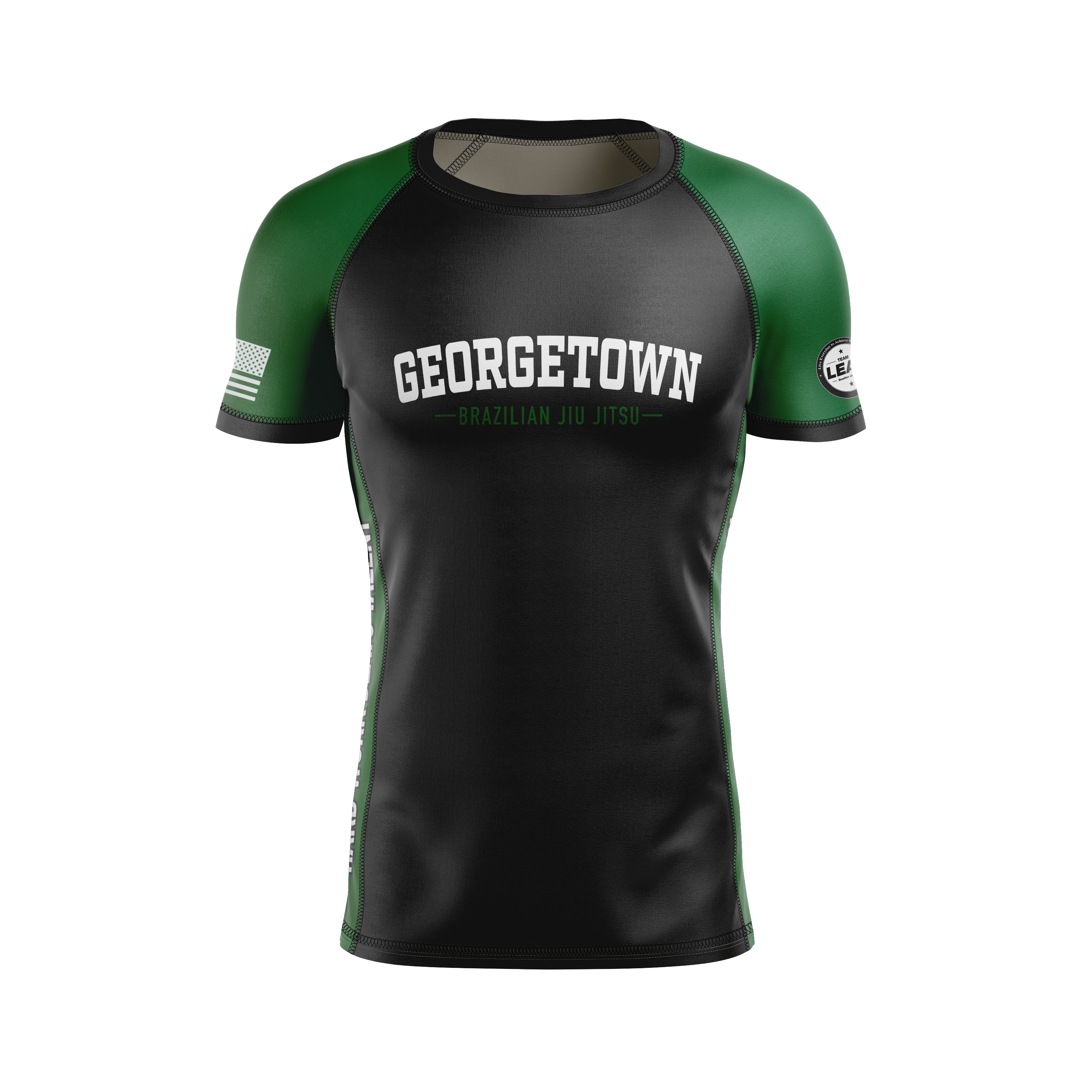 GTX BJJ men's rash guard Standard Issue Ranked, black/green