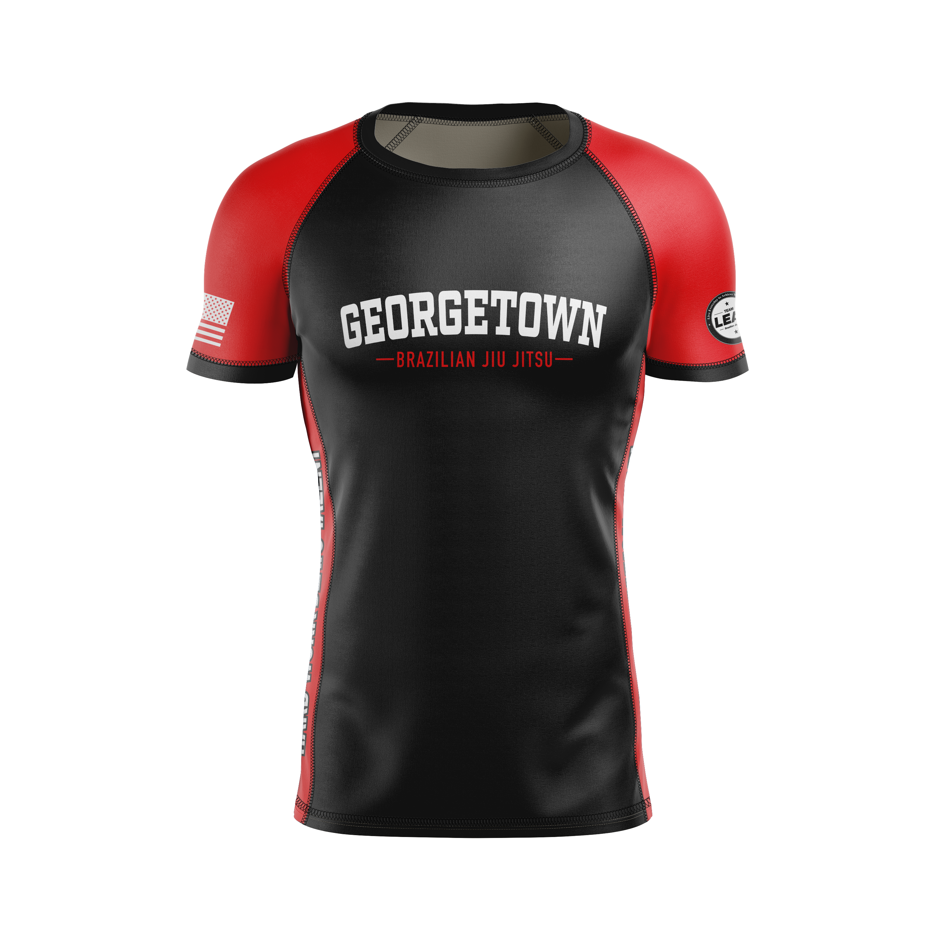 GTX BJJ men's rash guard Standard Issue Ranked, black/red