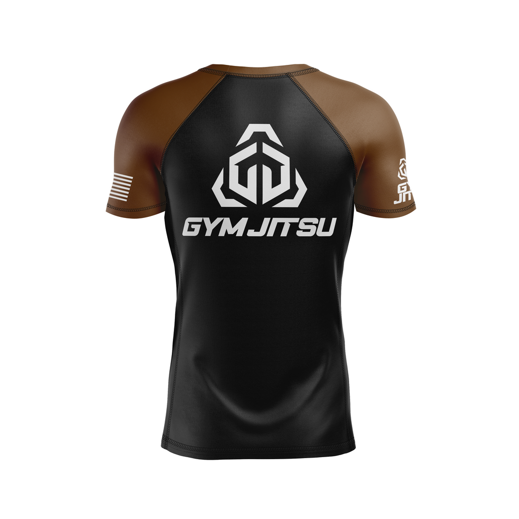 Gym Jitsu men's rash guard Standard Issue Ranked, black/brown