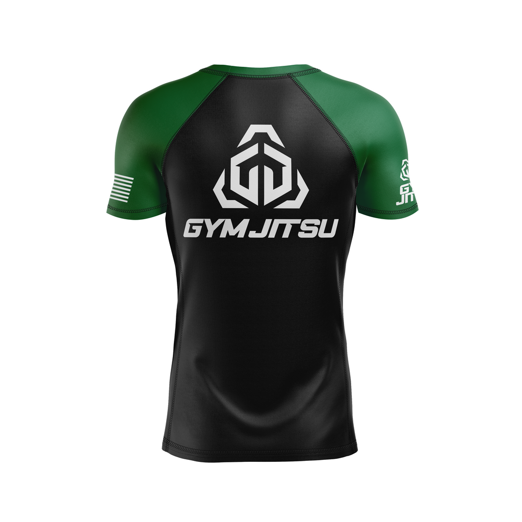 Gym Jitsu men's rash guard Standard Issue Ranked, black/green