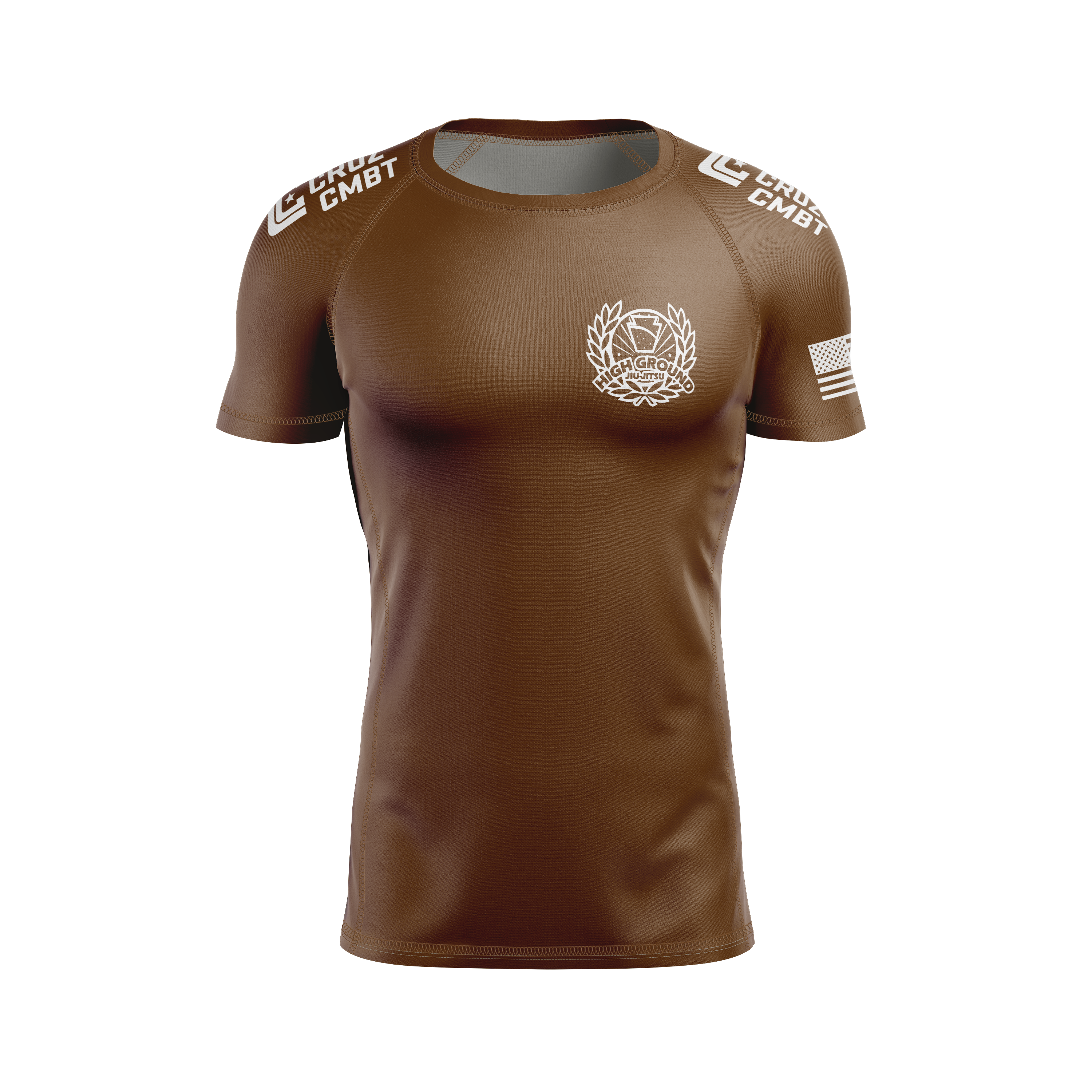 High Ground BJJ men's rash guard Standard Issue Ranked, brown