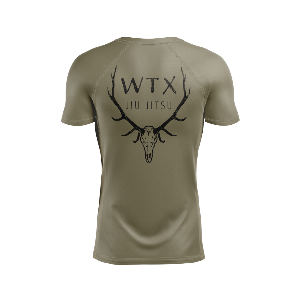 WTX Jiu Jitsu men's rash guard Hunt Submissions, gold