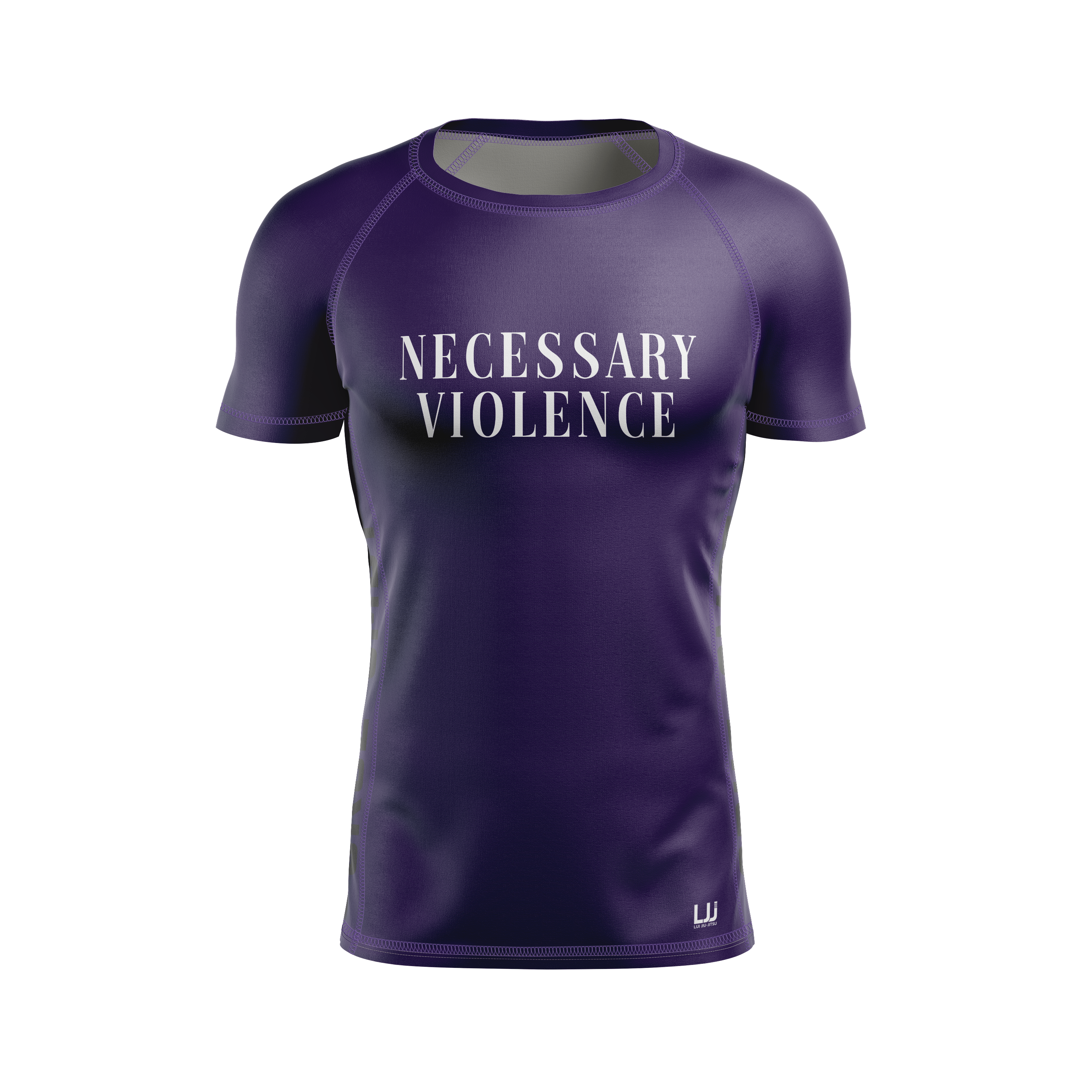 Lui Jiu Jitsu men's rash guard Necessary Violence, deep purple