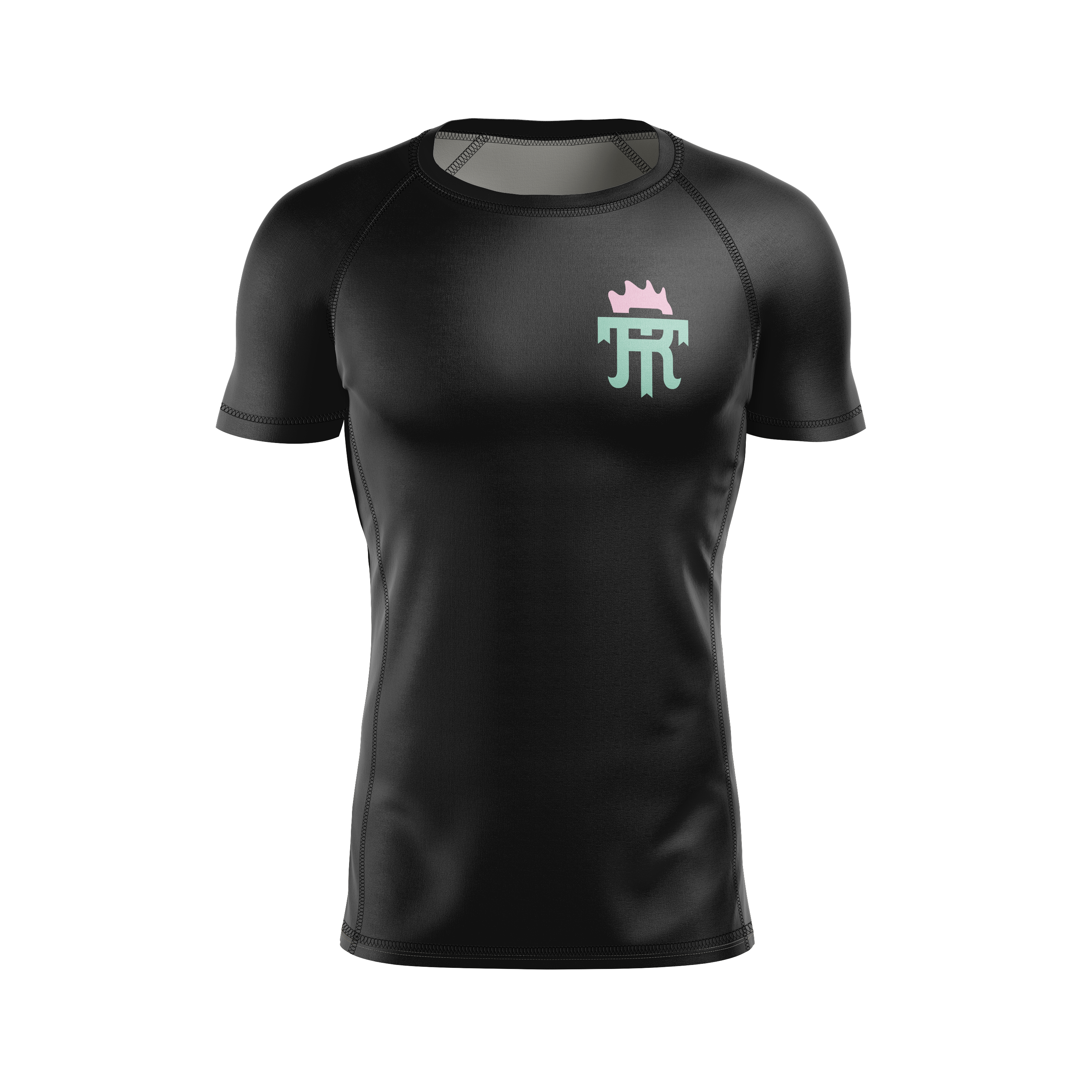 Twisted Rooster men's rash guard Head Honcho, black/carib.green/pink