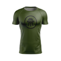Twisted Rooster men's rash guard Icon, black on o.d. green
