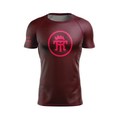 Twisted Rooster men's rash guard Icon, pink on maroon