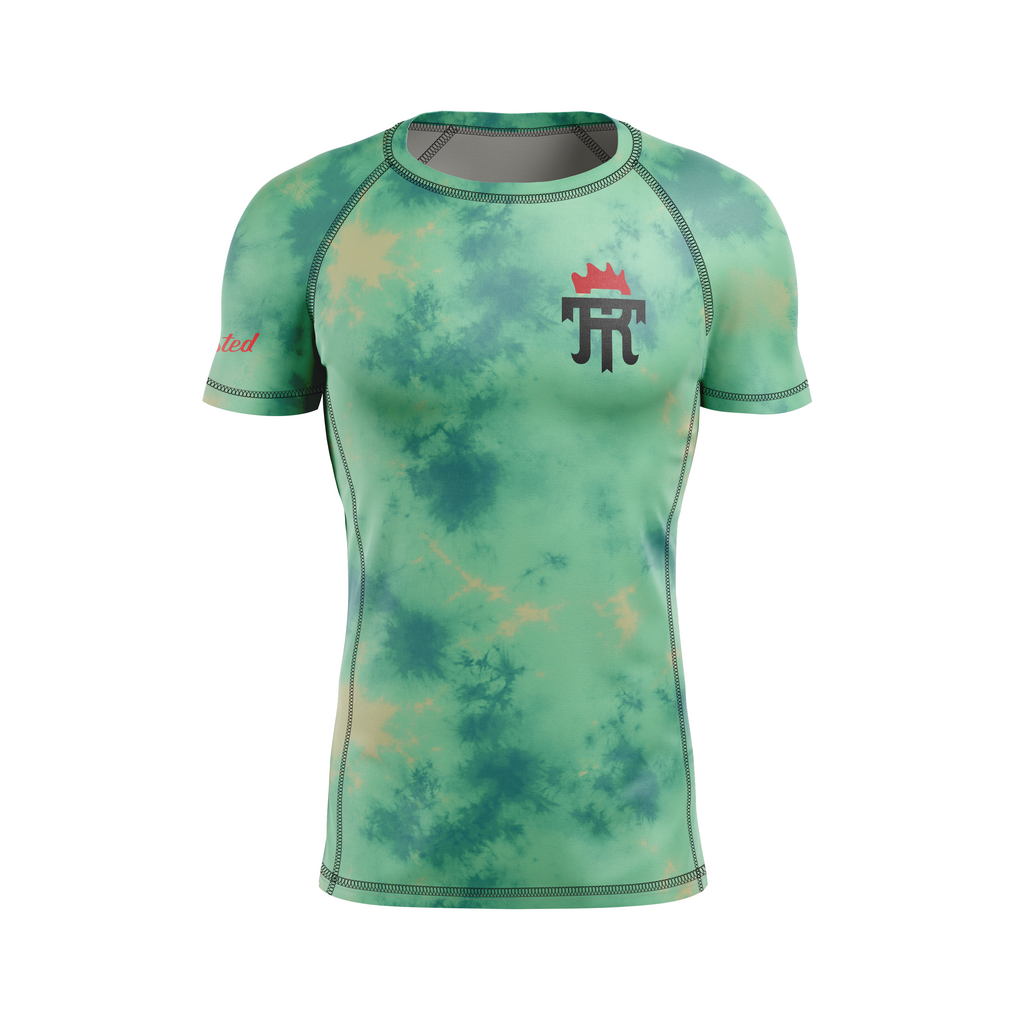 Twisted Rooster men's rash guard Standard Issue, Carib. green tie-dye