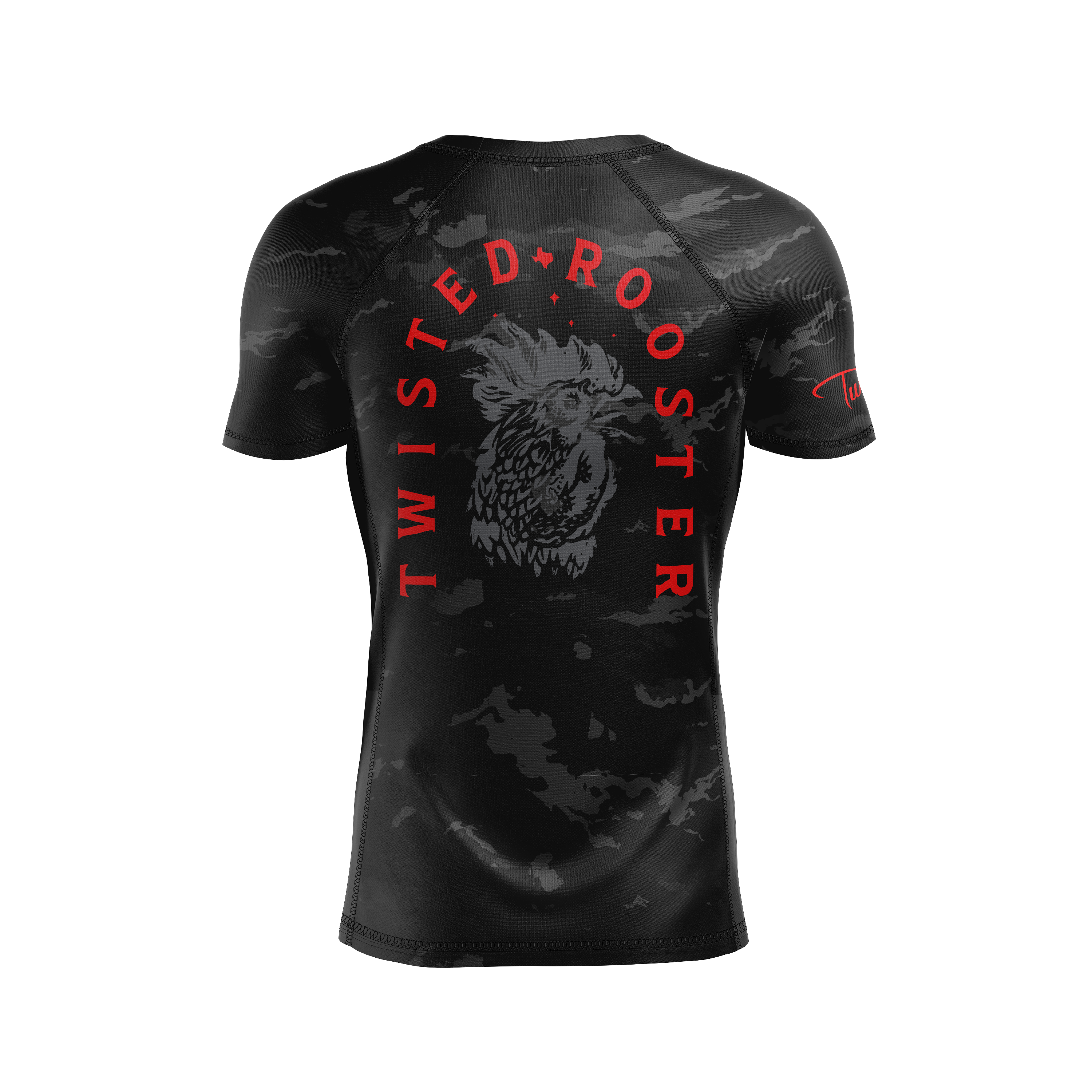 Twisted Rooster men's rash guard Sumi Camo Ranked, black and red