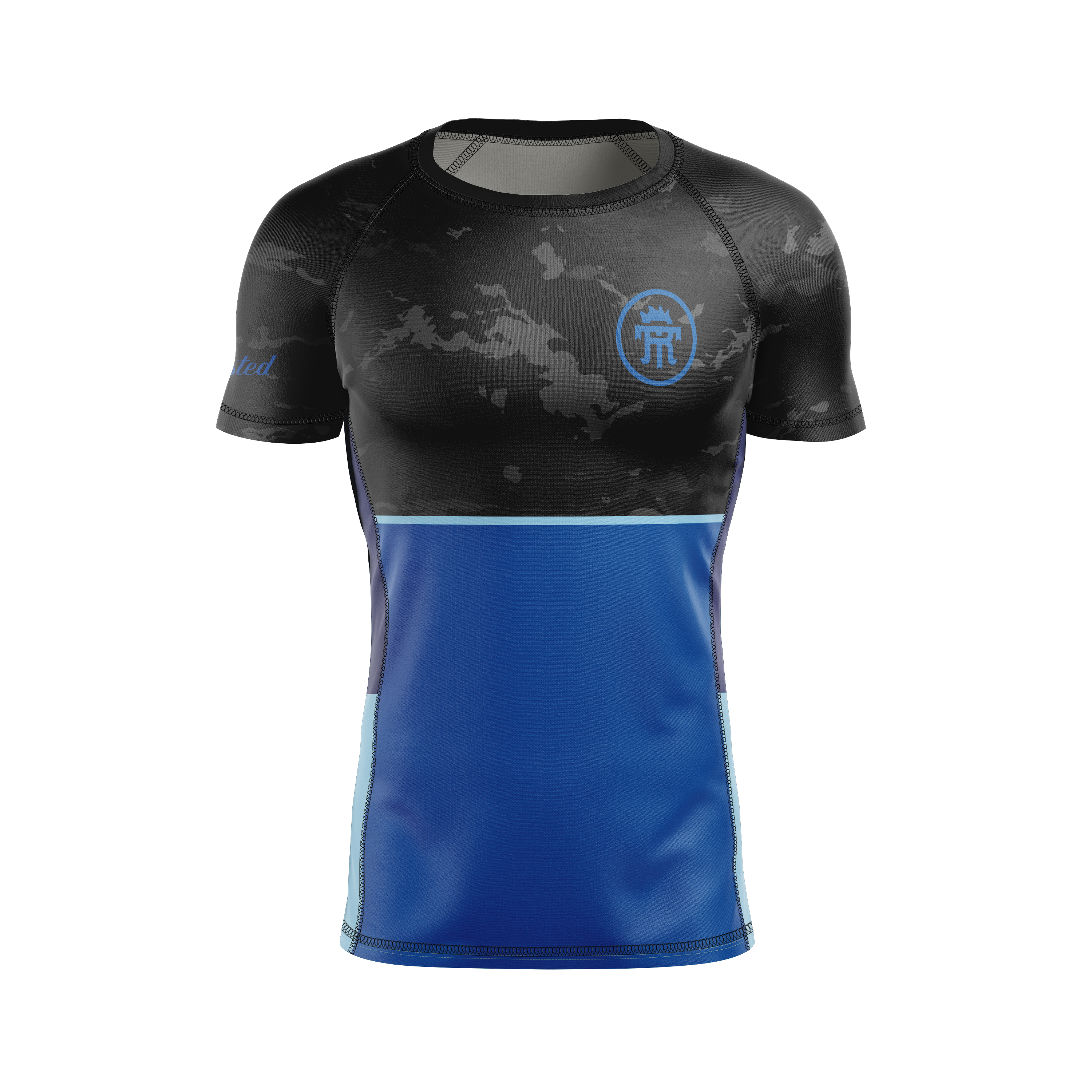 Twisted Rooster men's rash guard Sumi Camo Ranked, black and blue