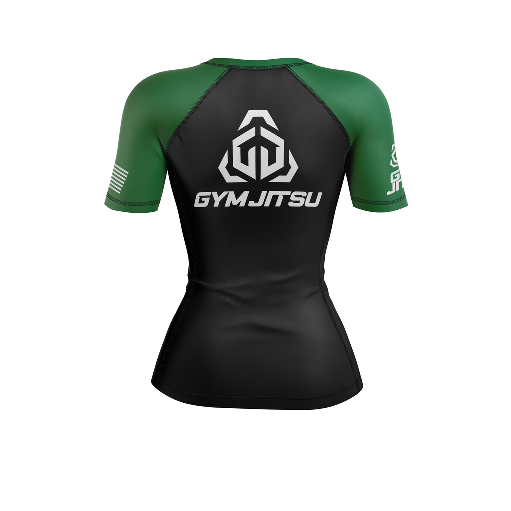 Gym Jitsu women's rash guard Standard Issue Ranked, black/green