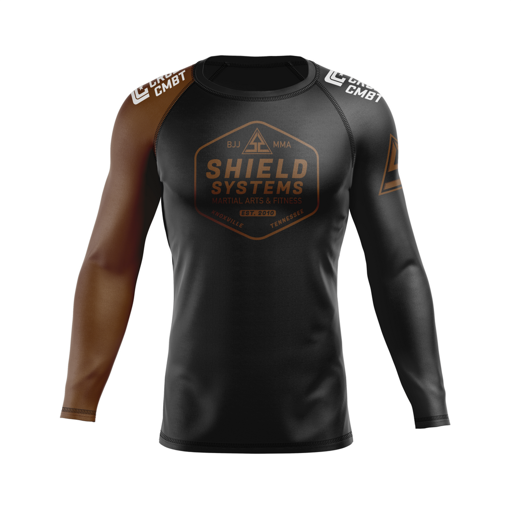 Shield Systems men's rash guard Badge Ranked, brown