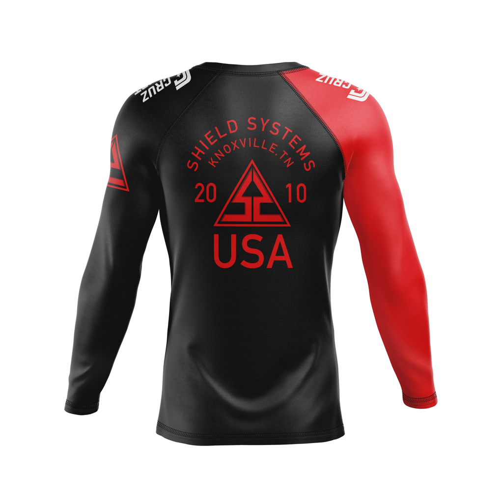Shield Systems men's rash guard Badge Ranked, red – CRUZ CMBT