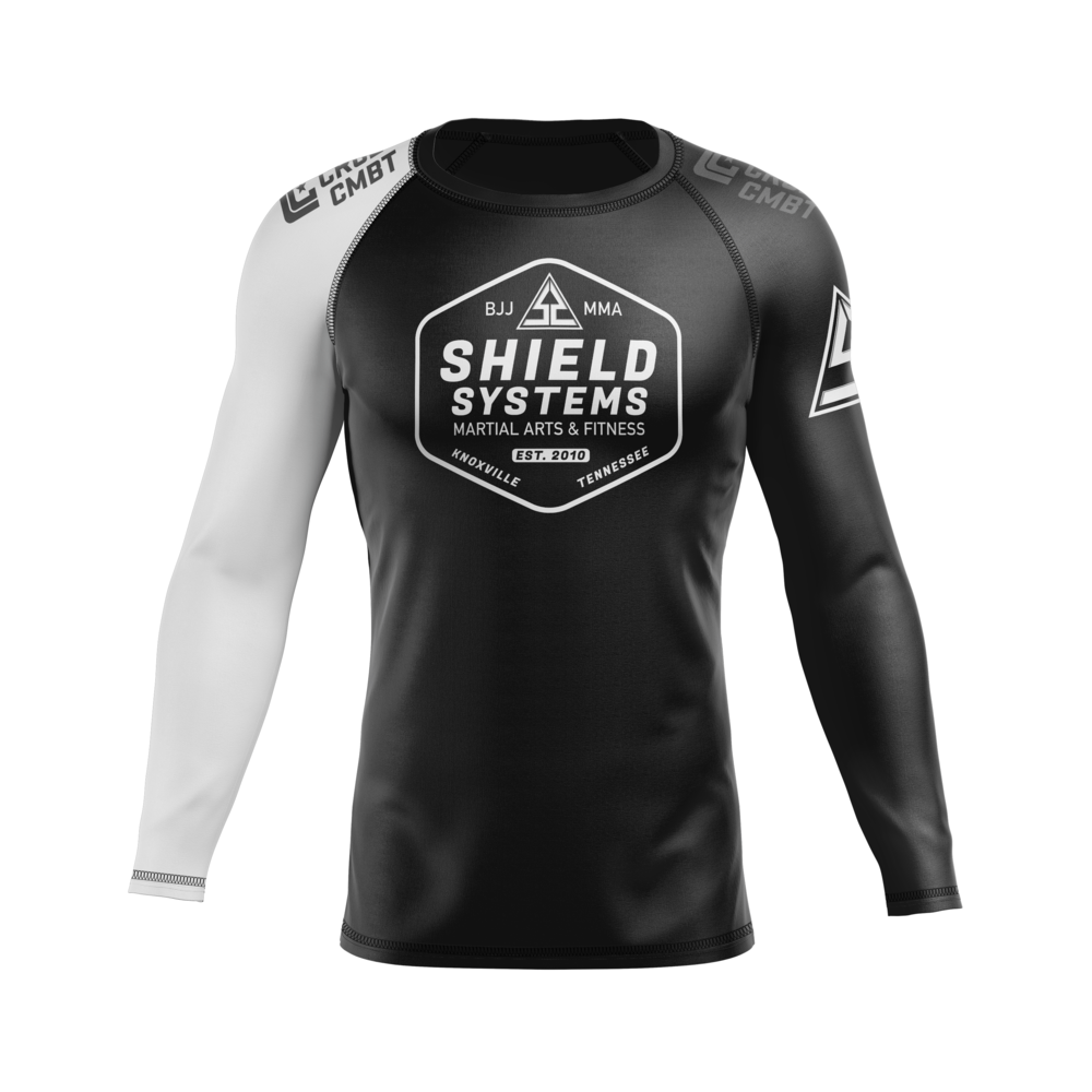 Shield Systems men's rash guard Badge Ranked, white