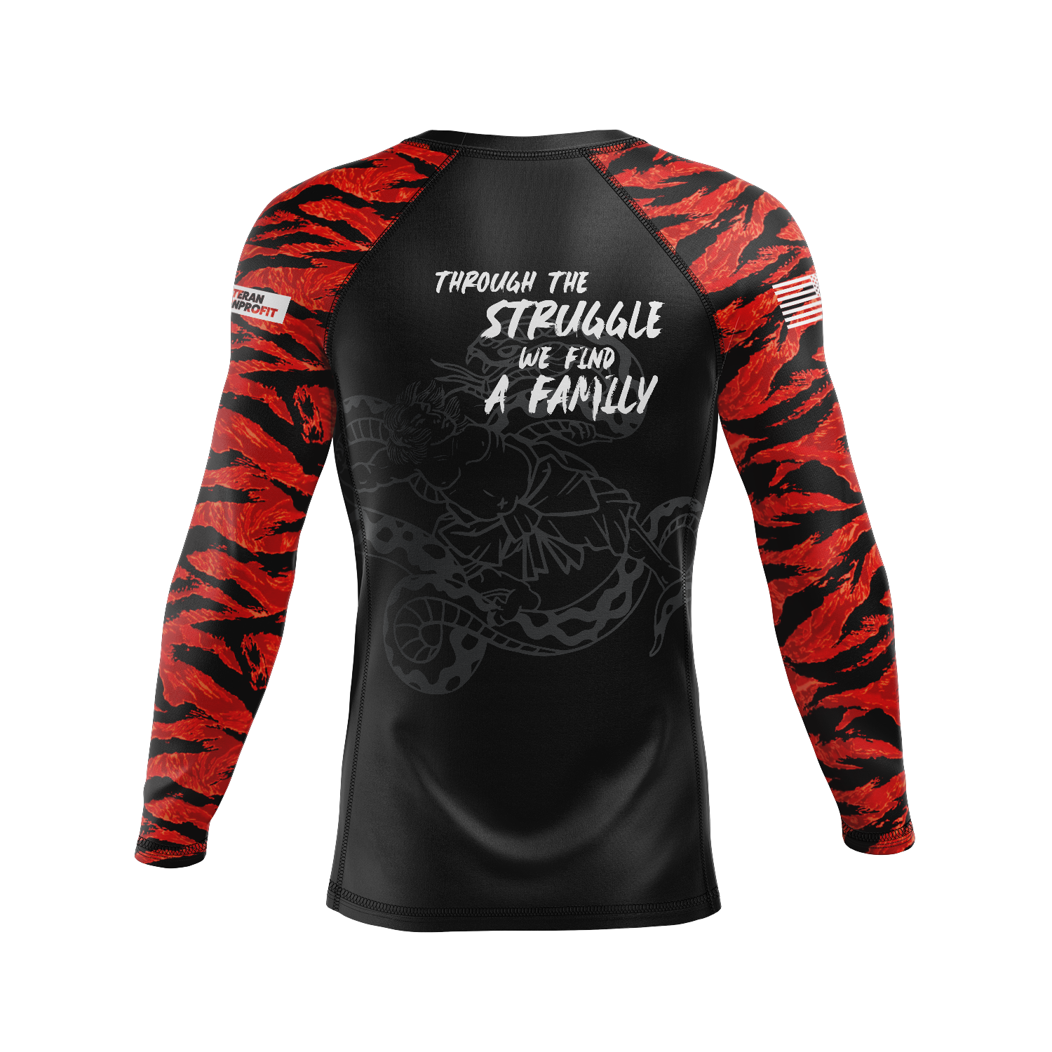 Veteran Bushido Brotherhood men's rash guard Standard Issue Ranked, black and red
