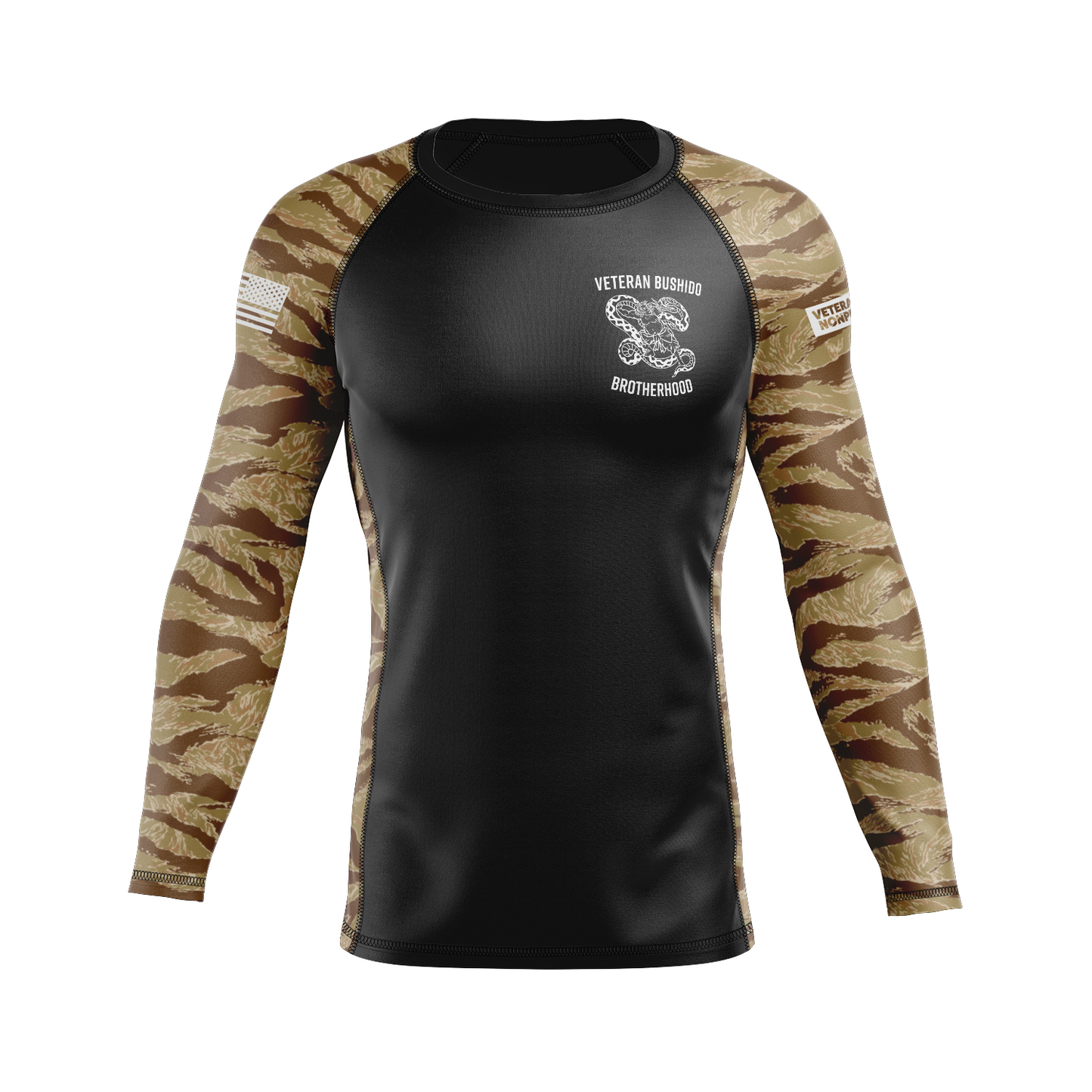 Veteran Bushido Brotherhood men's rash guard Standard Issue Ranked, brown