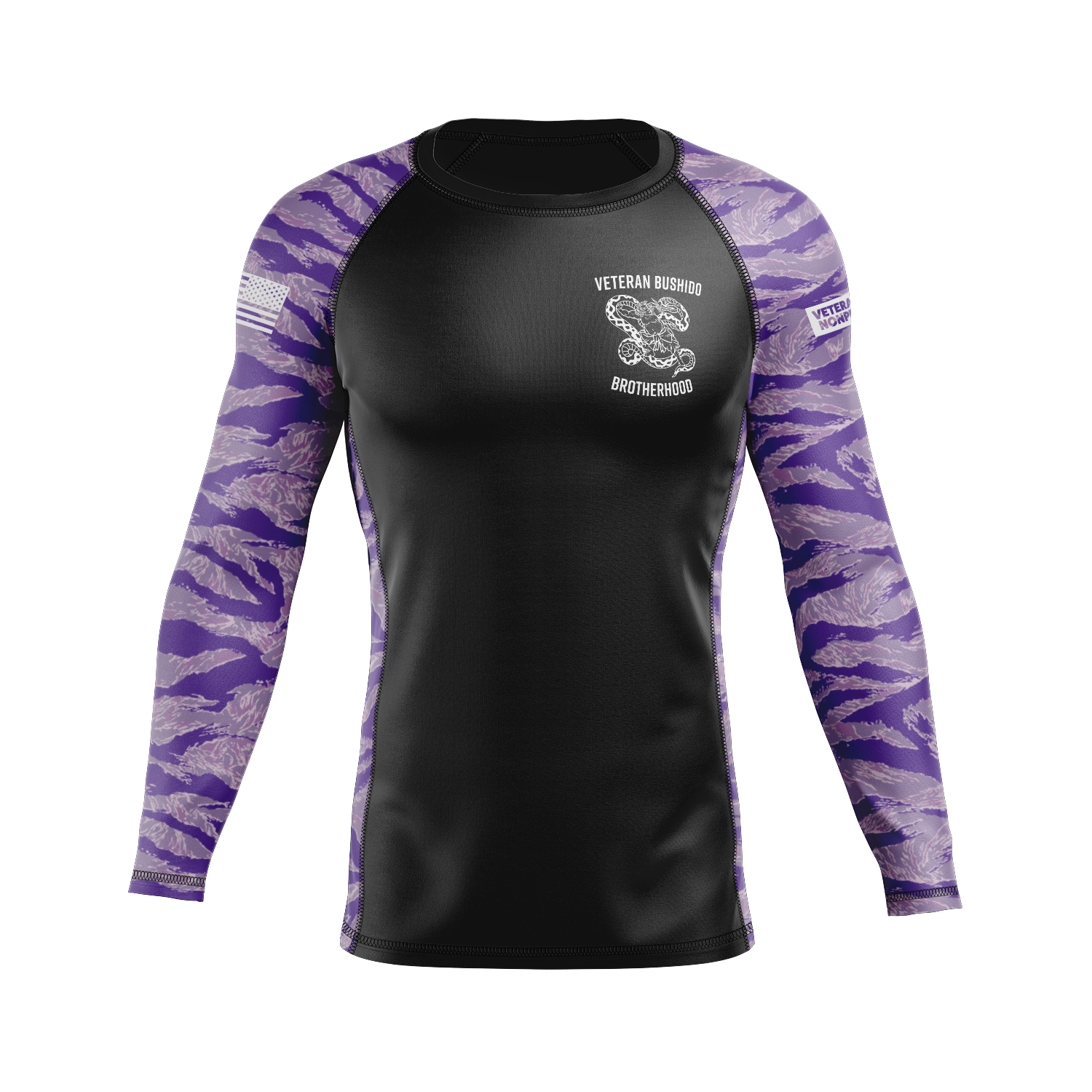 Veteran Bushido Brotherhood men's rash guard Standard Issue Ranked, purple