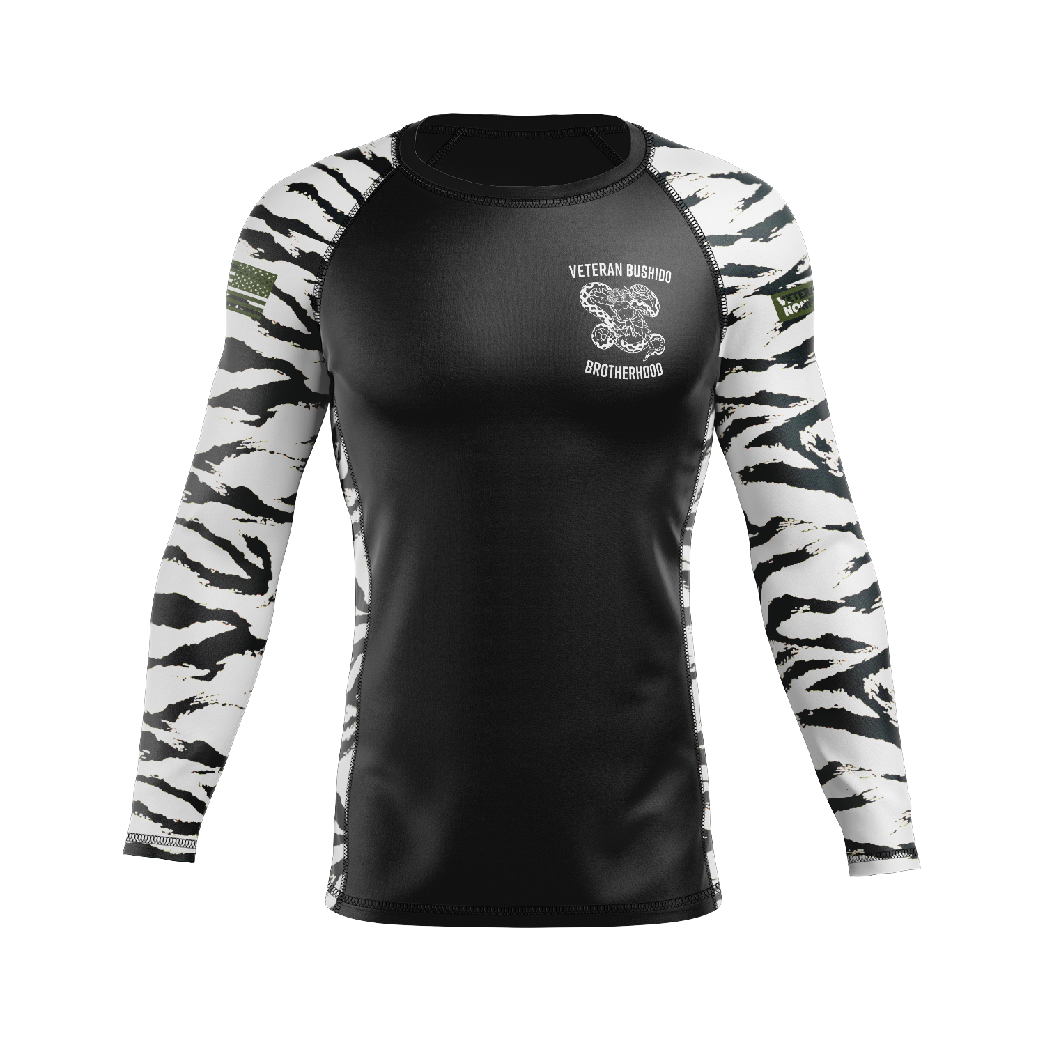 Veteran Bushido Brotherhood men's rash guard Standard Issue Ranked, white