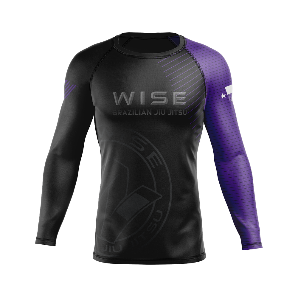 Wise Jiu Jitsu men's rash guard Ranked, black and purple
