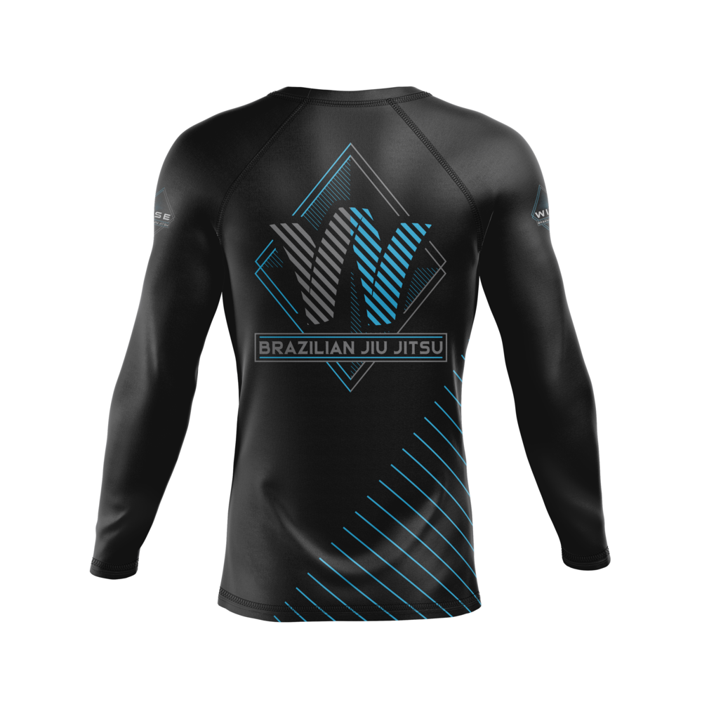 Wise Jiu Jitsu men's rash guard Blue Diamond, black