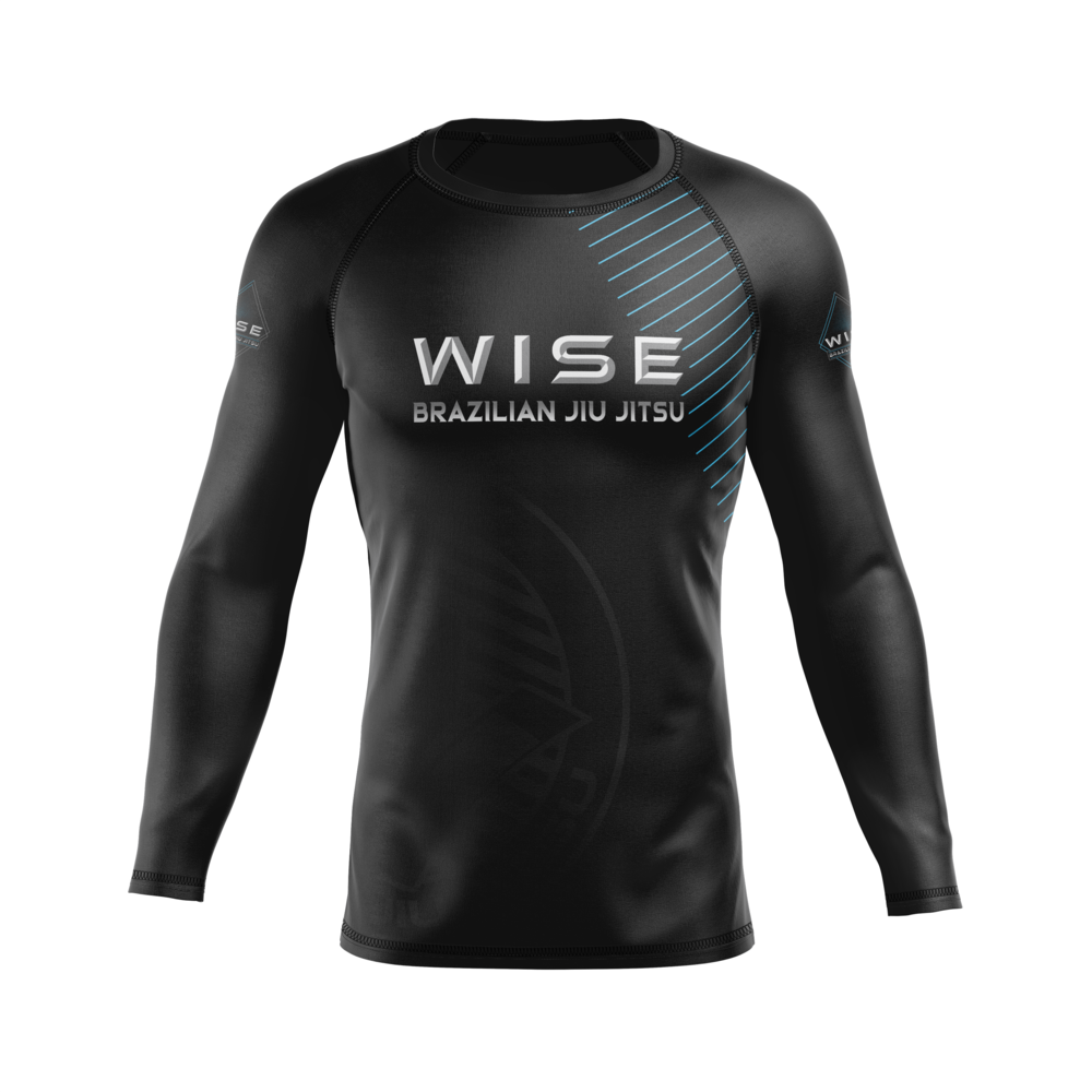 Wise Jiu Jitsu men's rash guard Blue Diamond, black