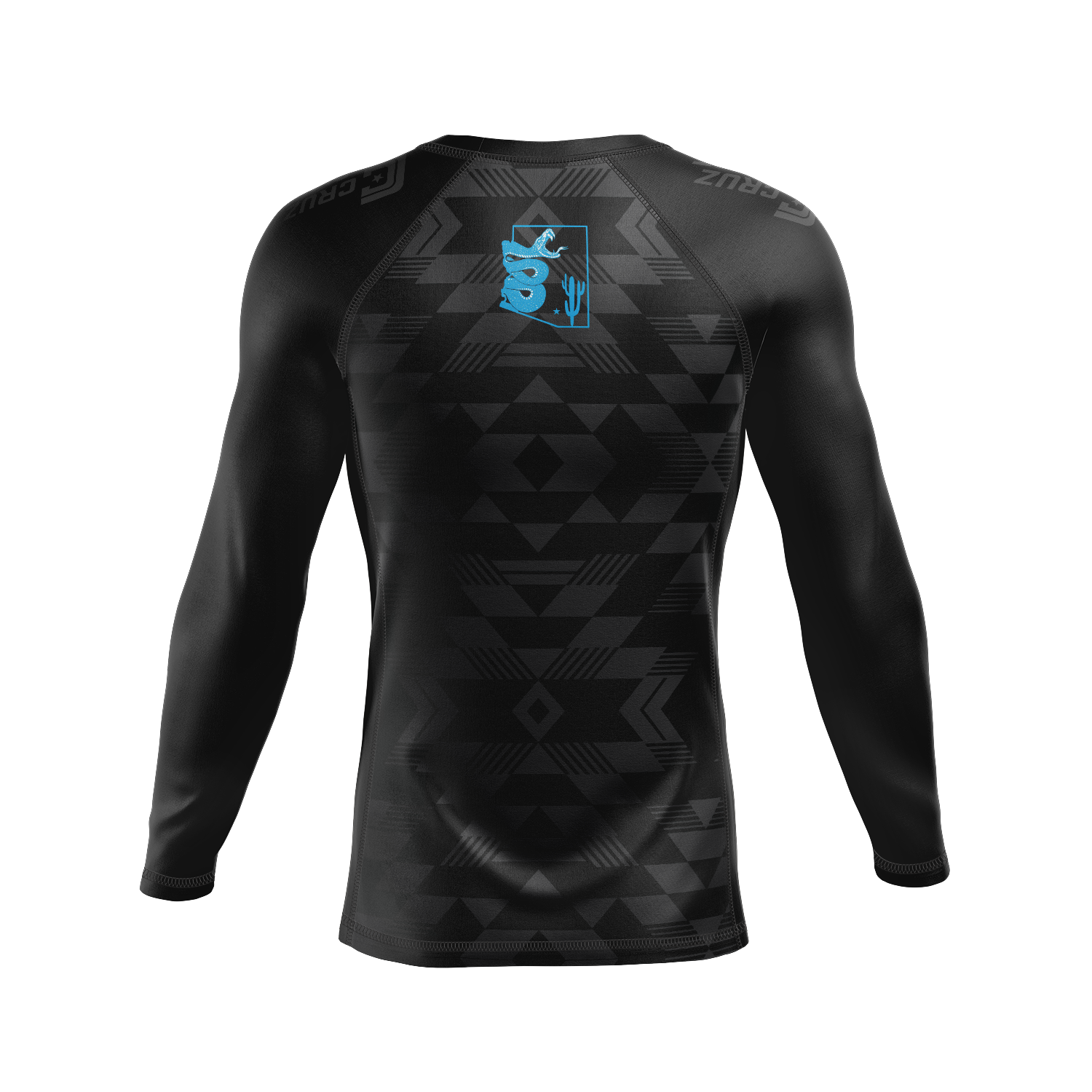 10P Tucson men's rash guard Strike Team, teal on black