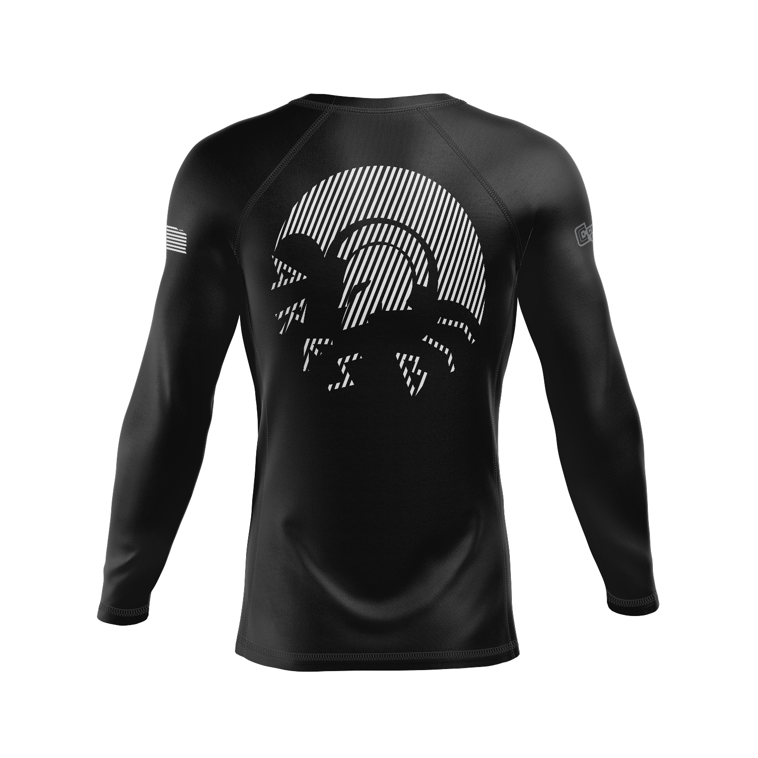 Ares BJJ Omaha men's rash guard Black Ops, black