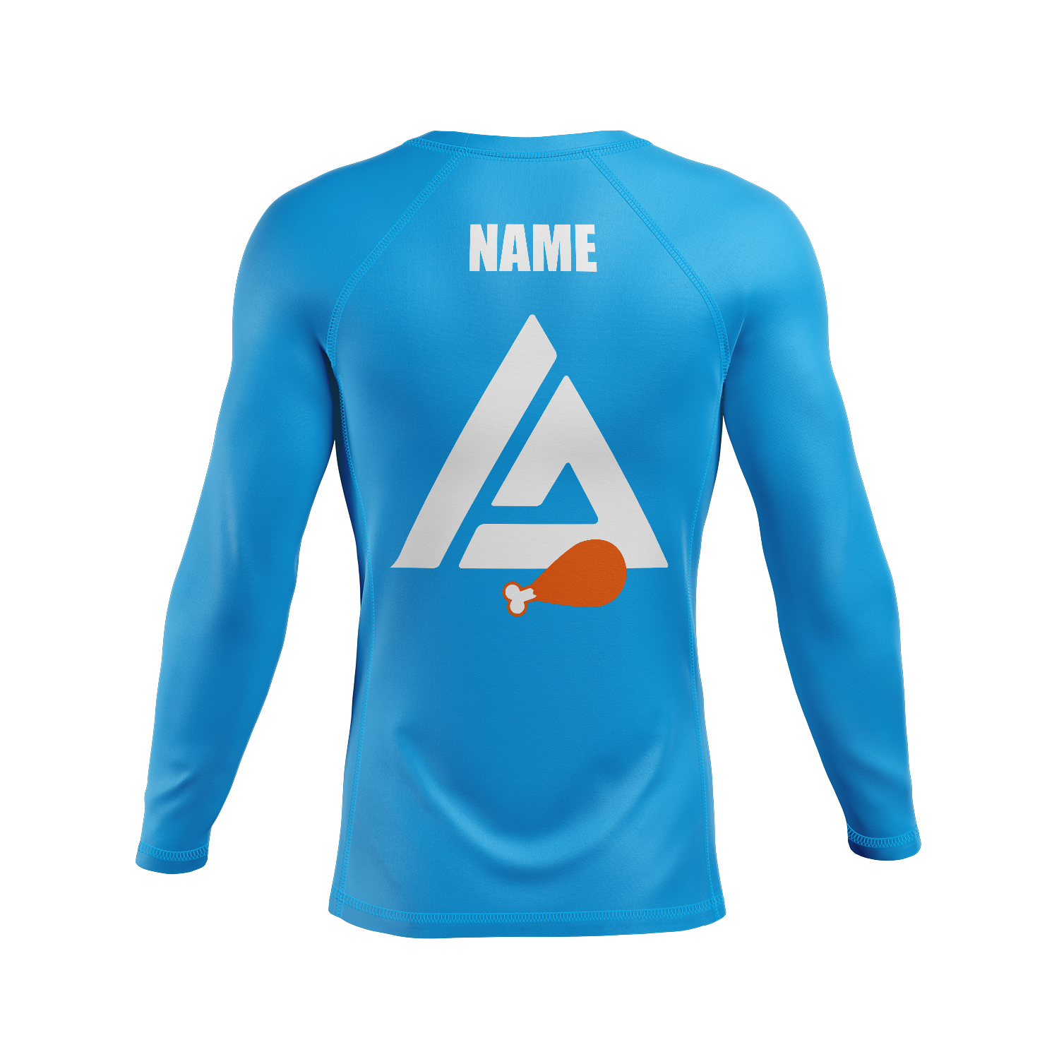 Baltimore BJJ men's rash guard Chicken, neon blue