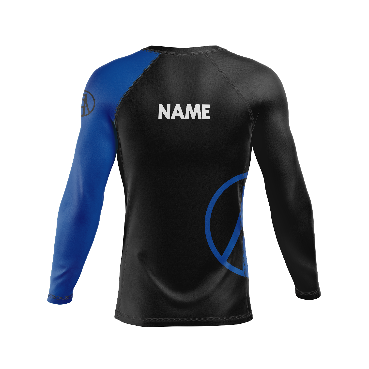Bay Jiu-Jitsu men's rash guard Ranked, black and blue
