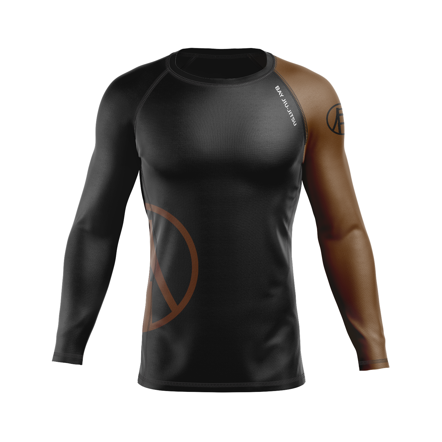 Bay Jiu-Jitsu men's rash guard Ranked, black and brown