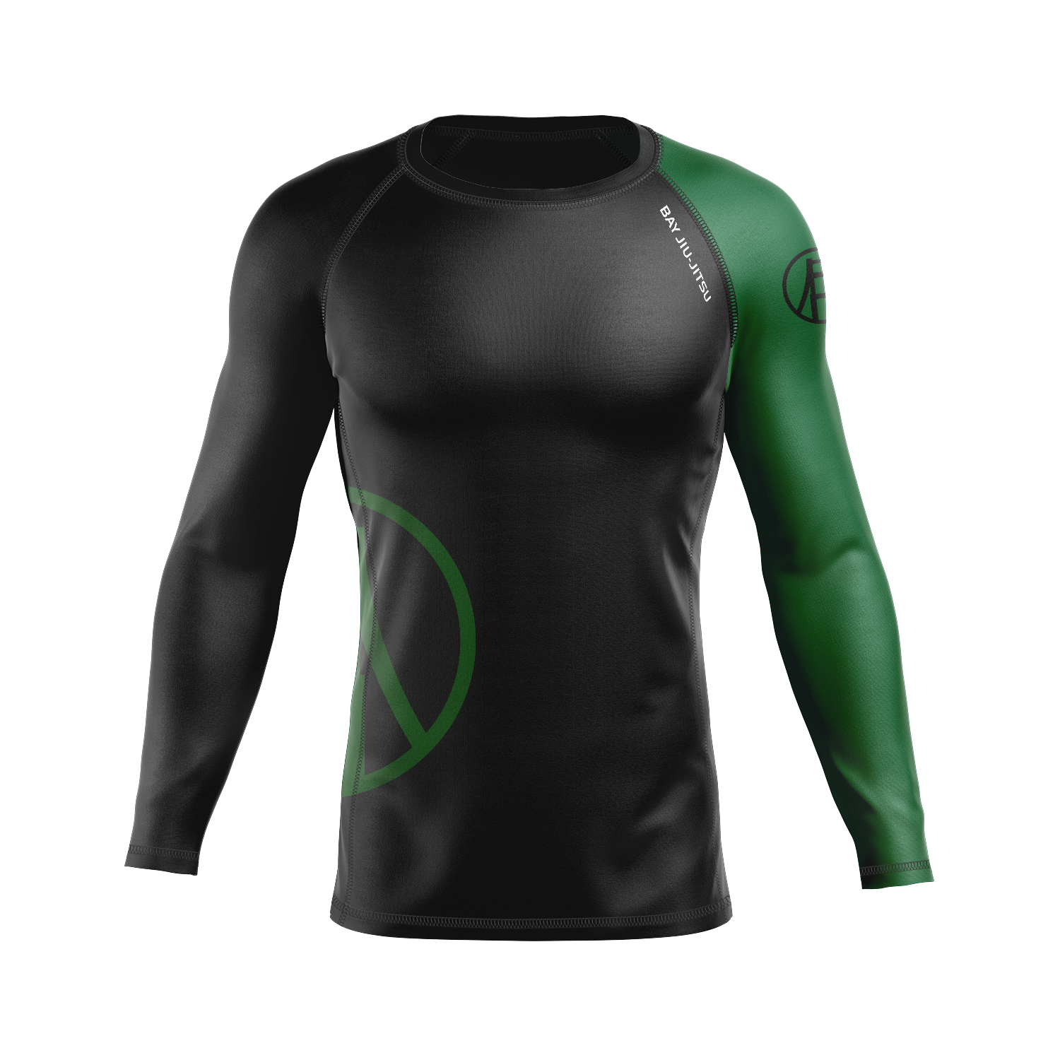 Bay Jiu-Jitsu men's rash guard Ranked, black and green