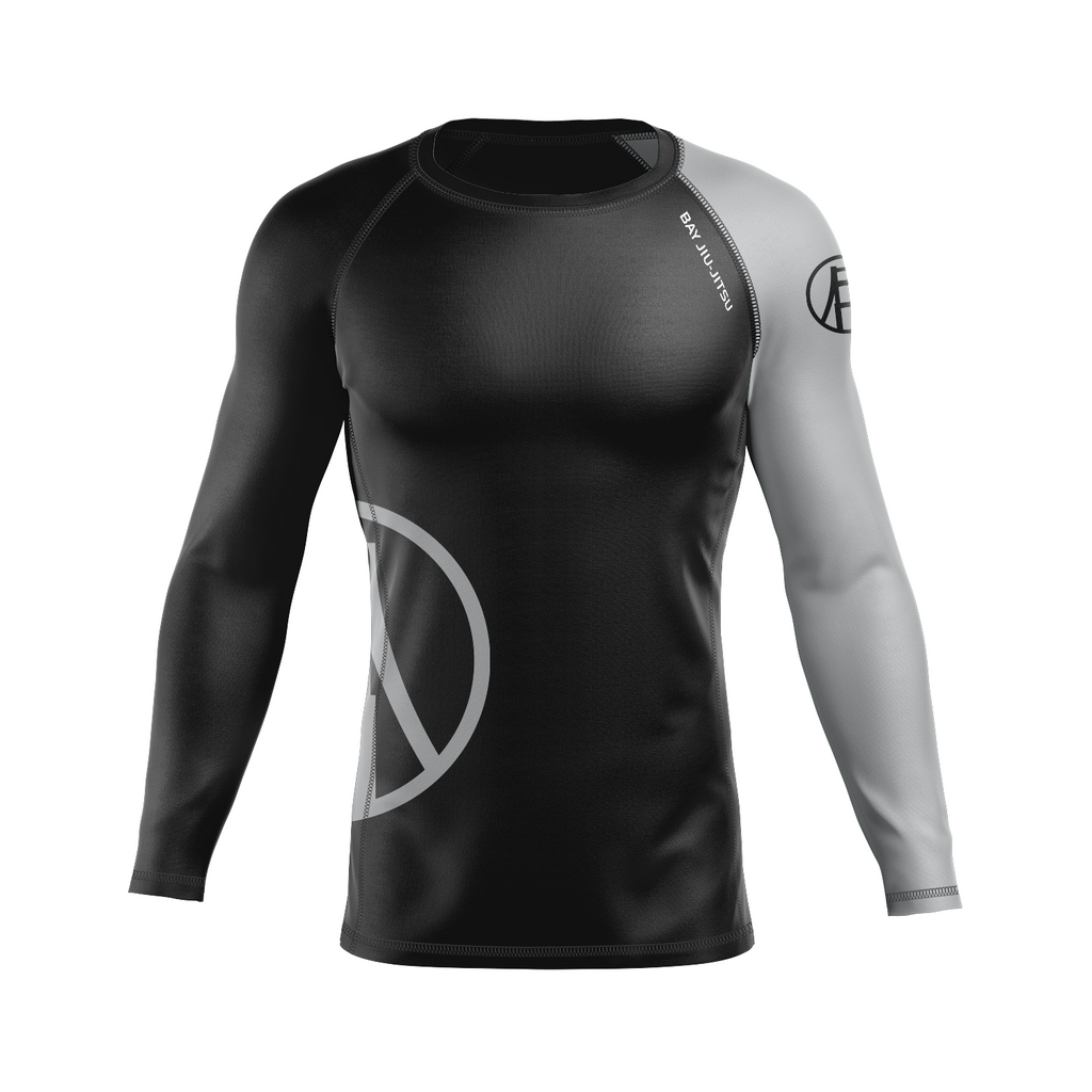 Bay Jiu-Jitsu men's rash guard Ranked, black and grey