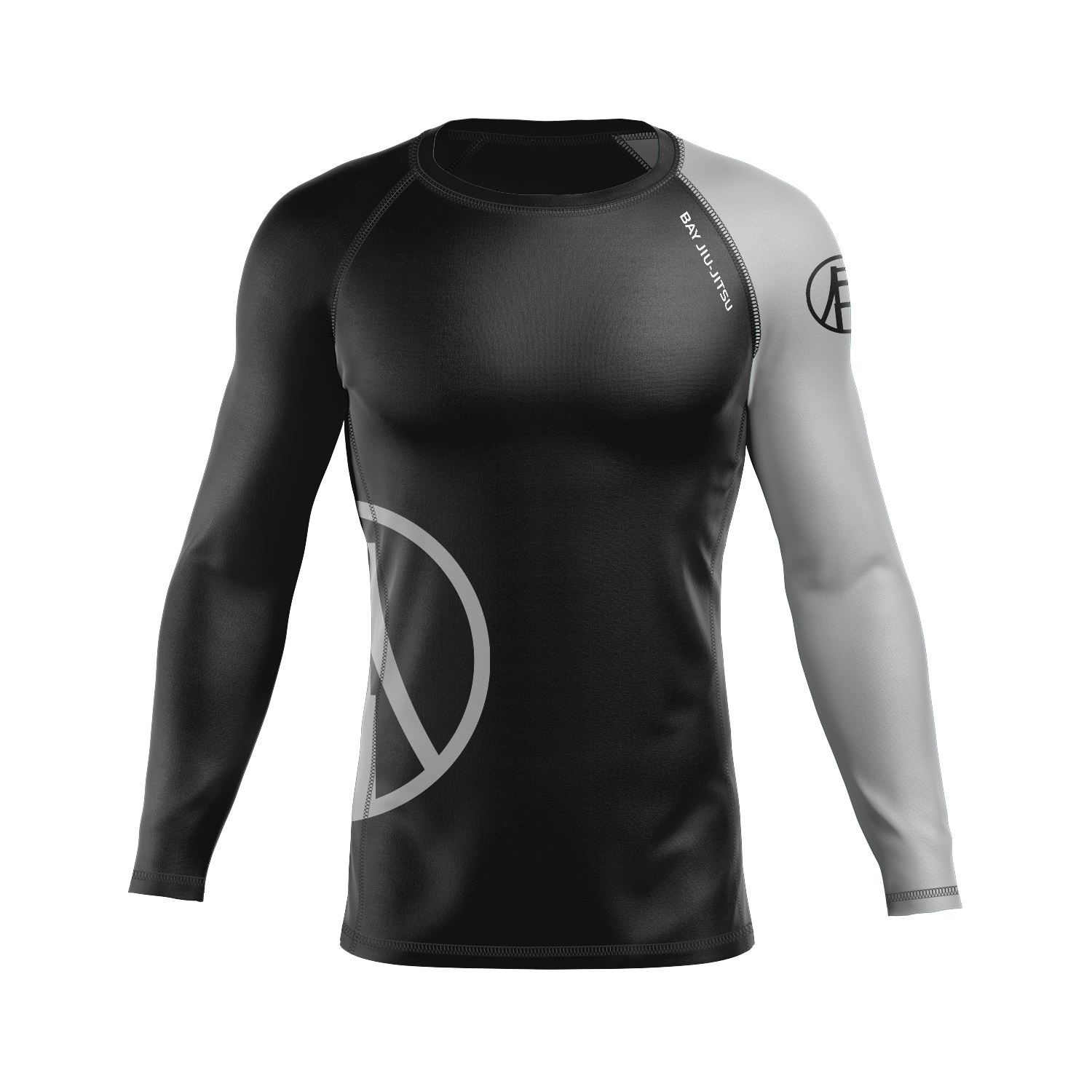 Bay Jiu-Jitsu men's rash guard Ranked, black and grey