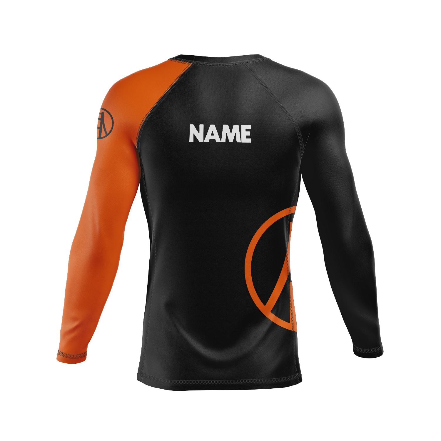 Bay Jiu-Jitsu men's rash guard Ranked, black and orange