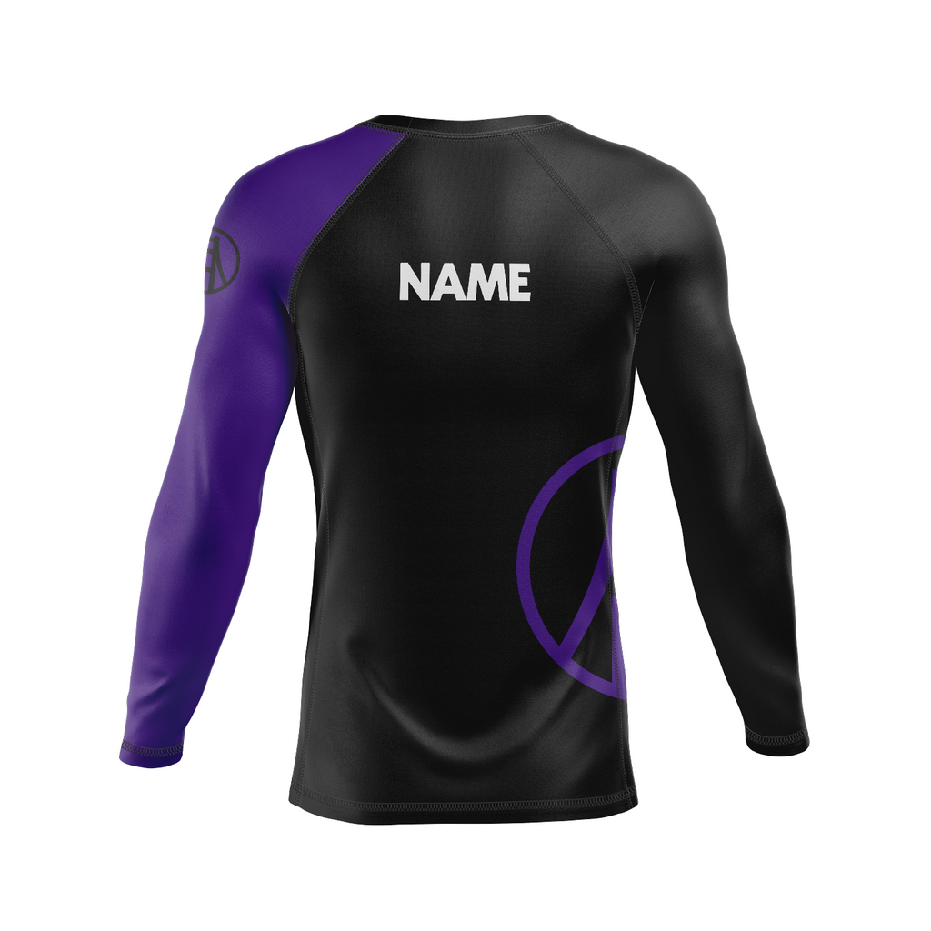 Bay Jiu-Jitsu men's rash guard Ranked, black and purple
