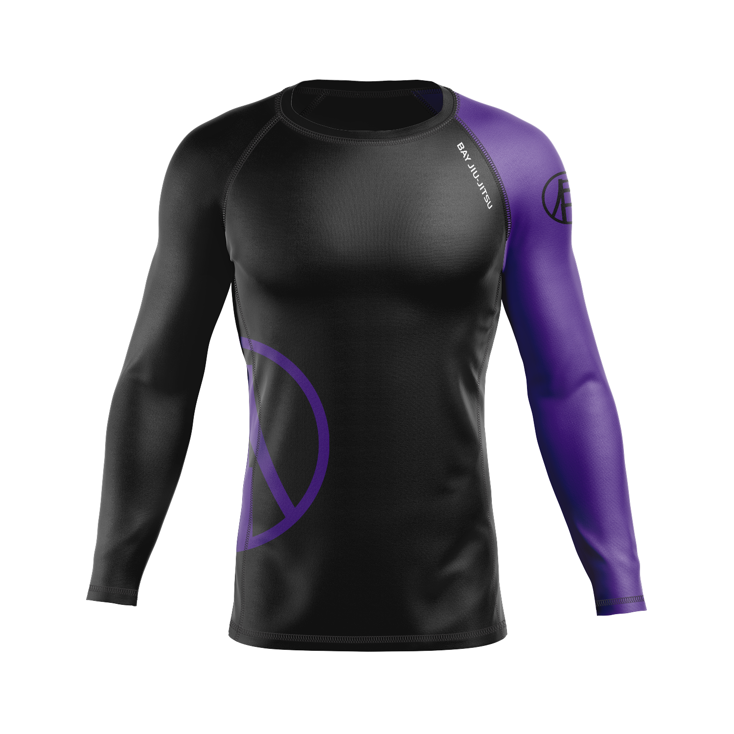 Bay Jiu-Jitsu men's rash guard Ranked, black and purple
