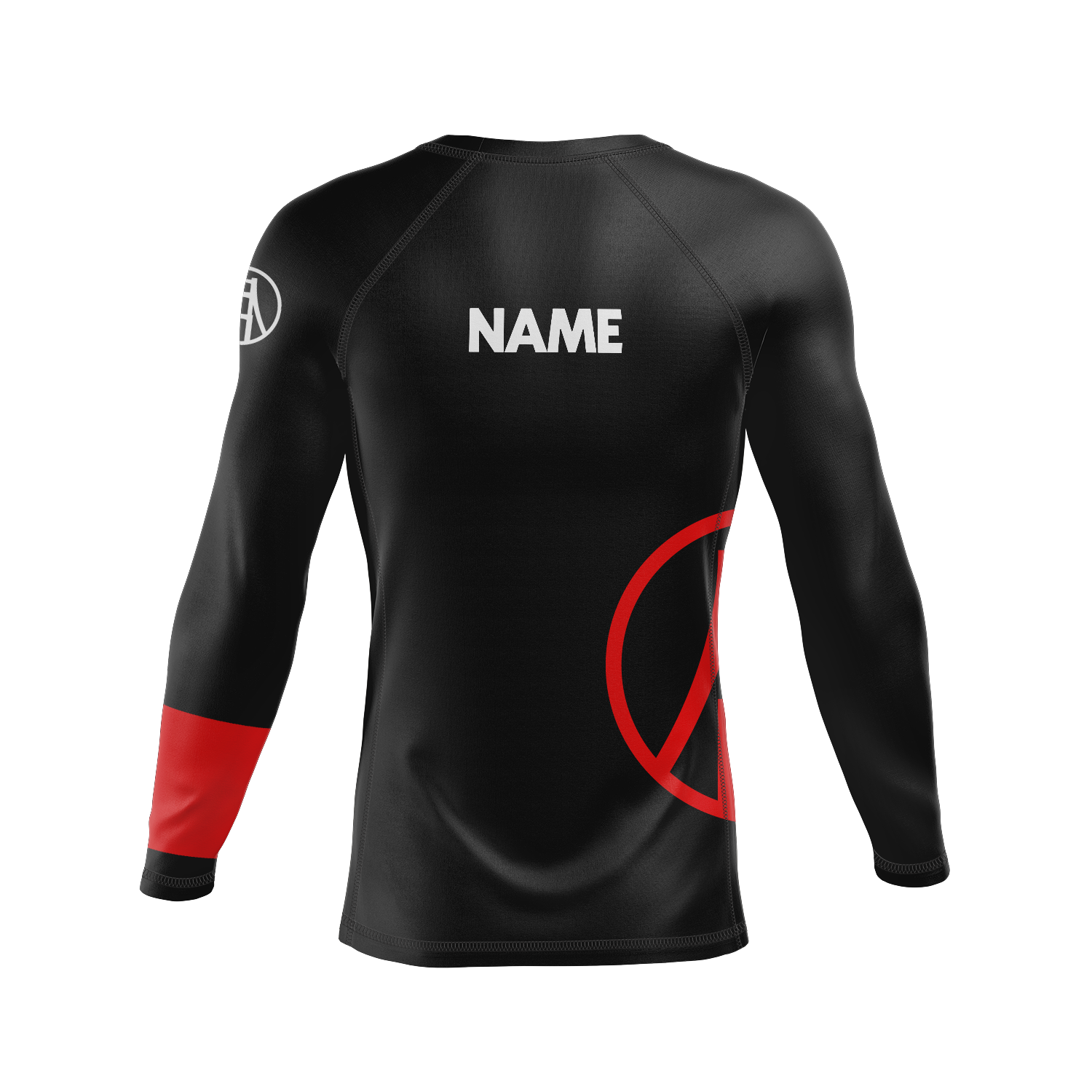 Bay Jiu-Jitsu men's rash guard Ranked, black and red