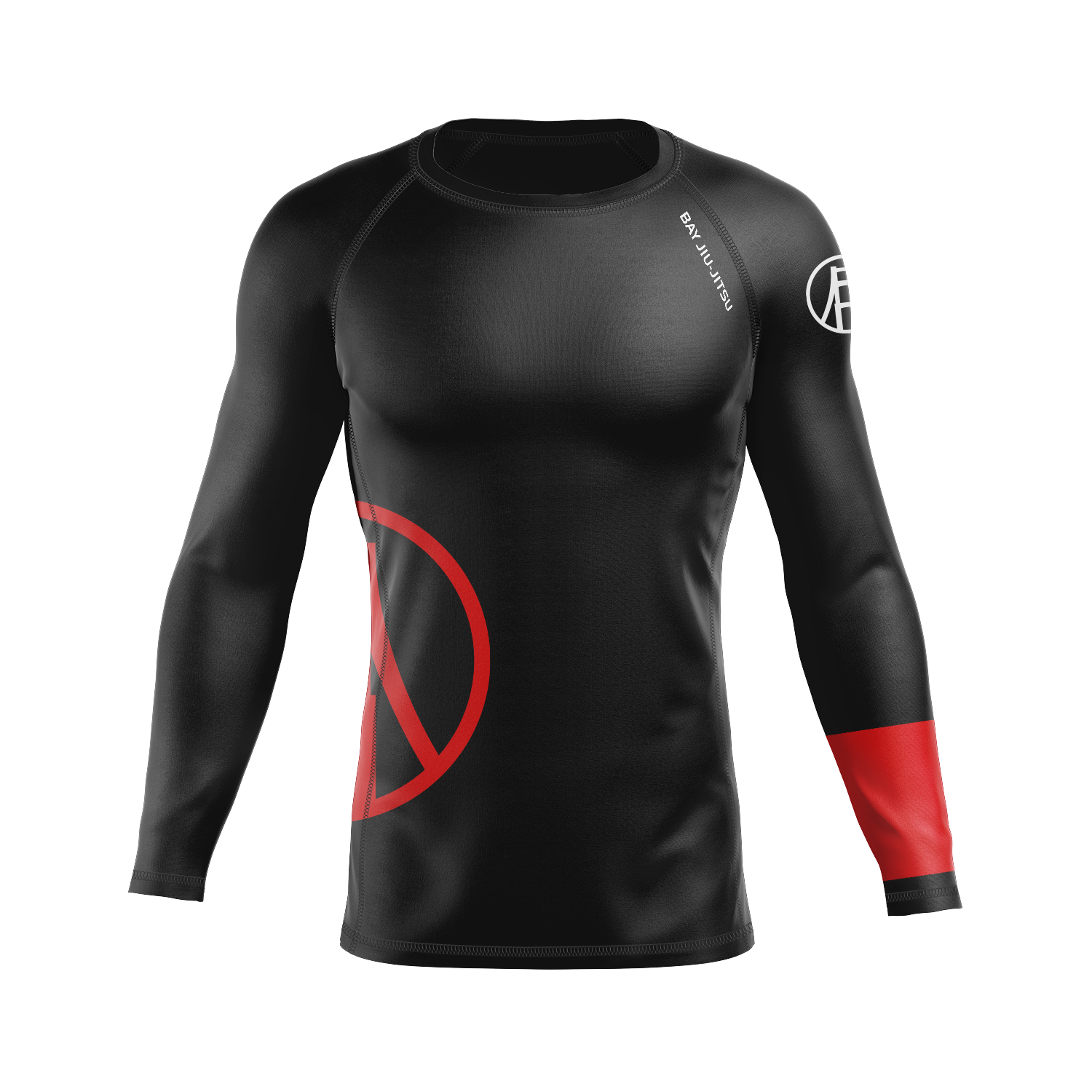 Bay Jiu-Jitsu men's rash guard Ranked, black and red