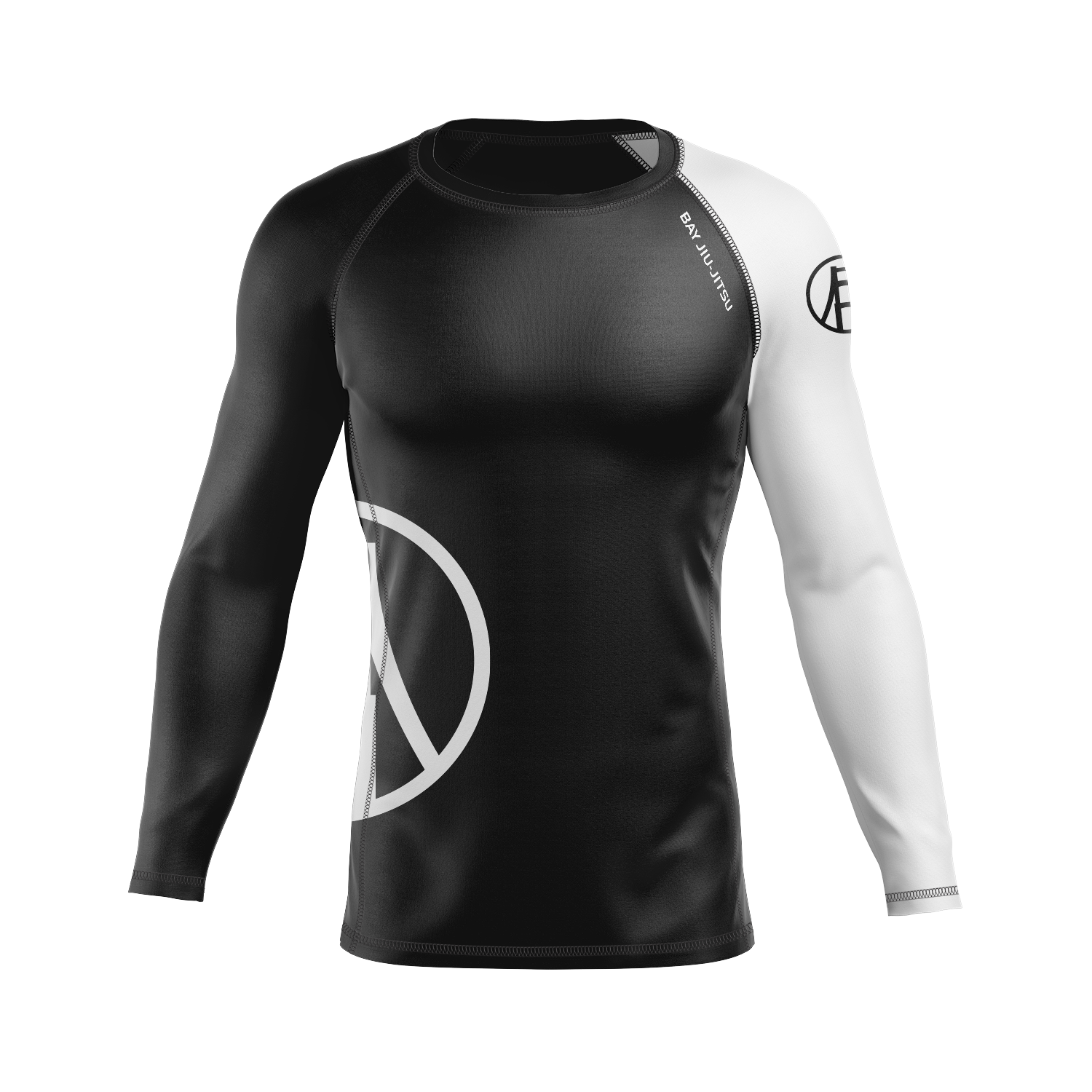 Bay Jiu-Jitsu men's rash guard Ranked, black and white