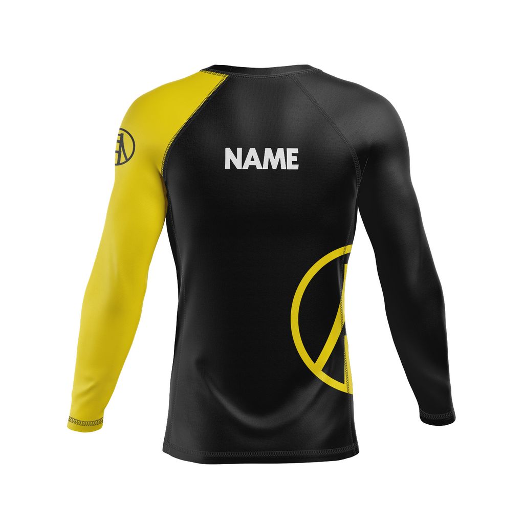 Bay Jiu-Jitsu men's rash guard Ranked, black and yellow