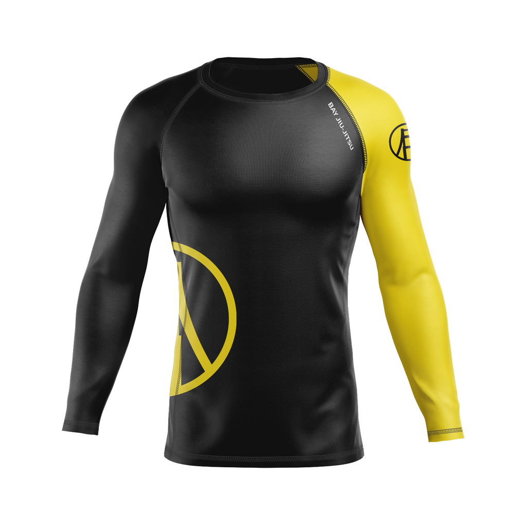 Bay Jiu-Jitsu men's rash guard Ranked, black and yellow