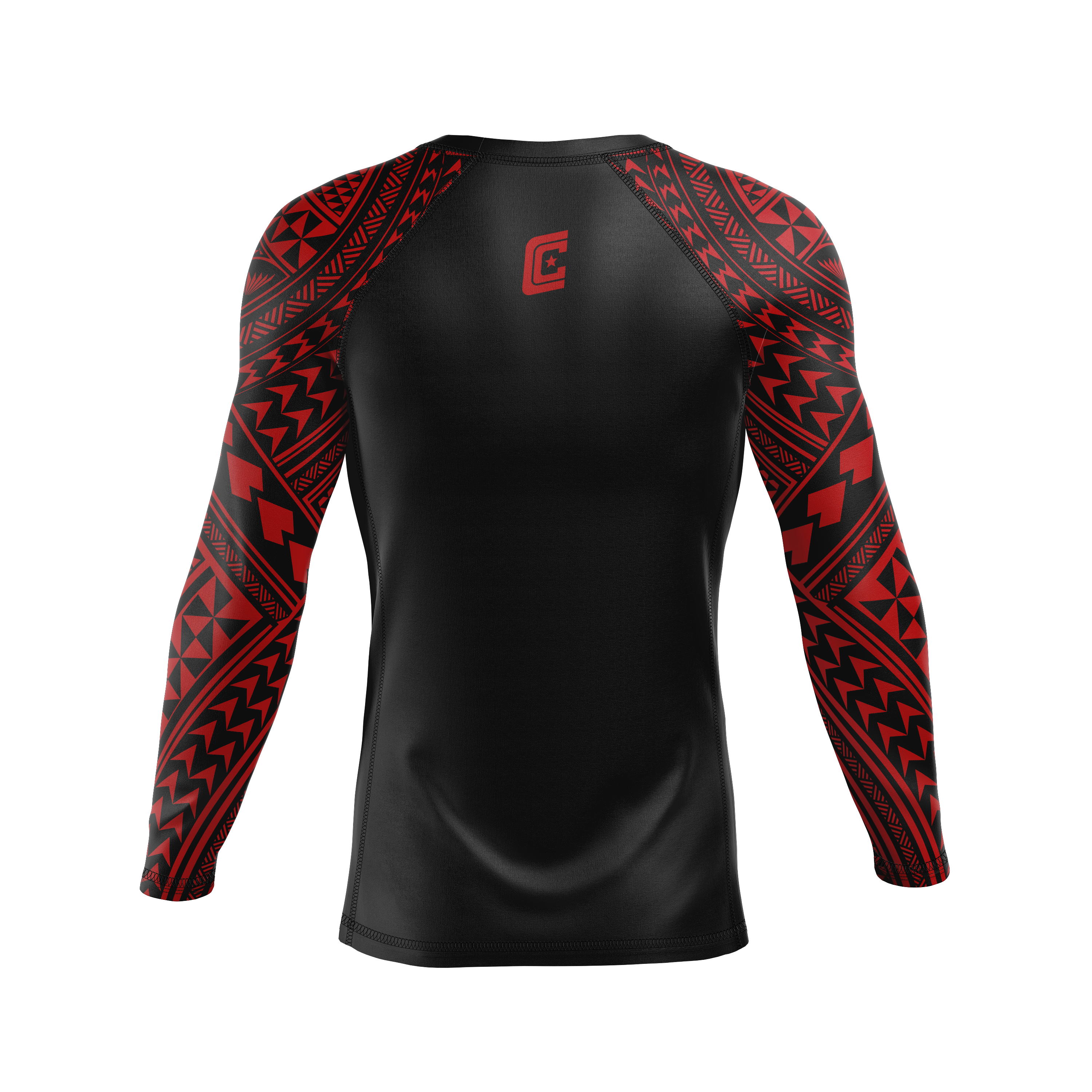 808 Ranked men's rash guard, black and red